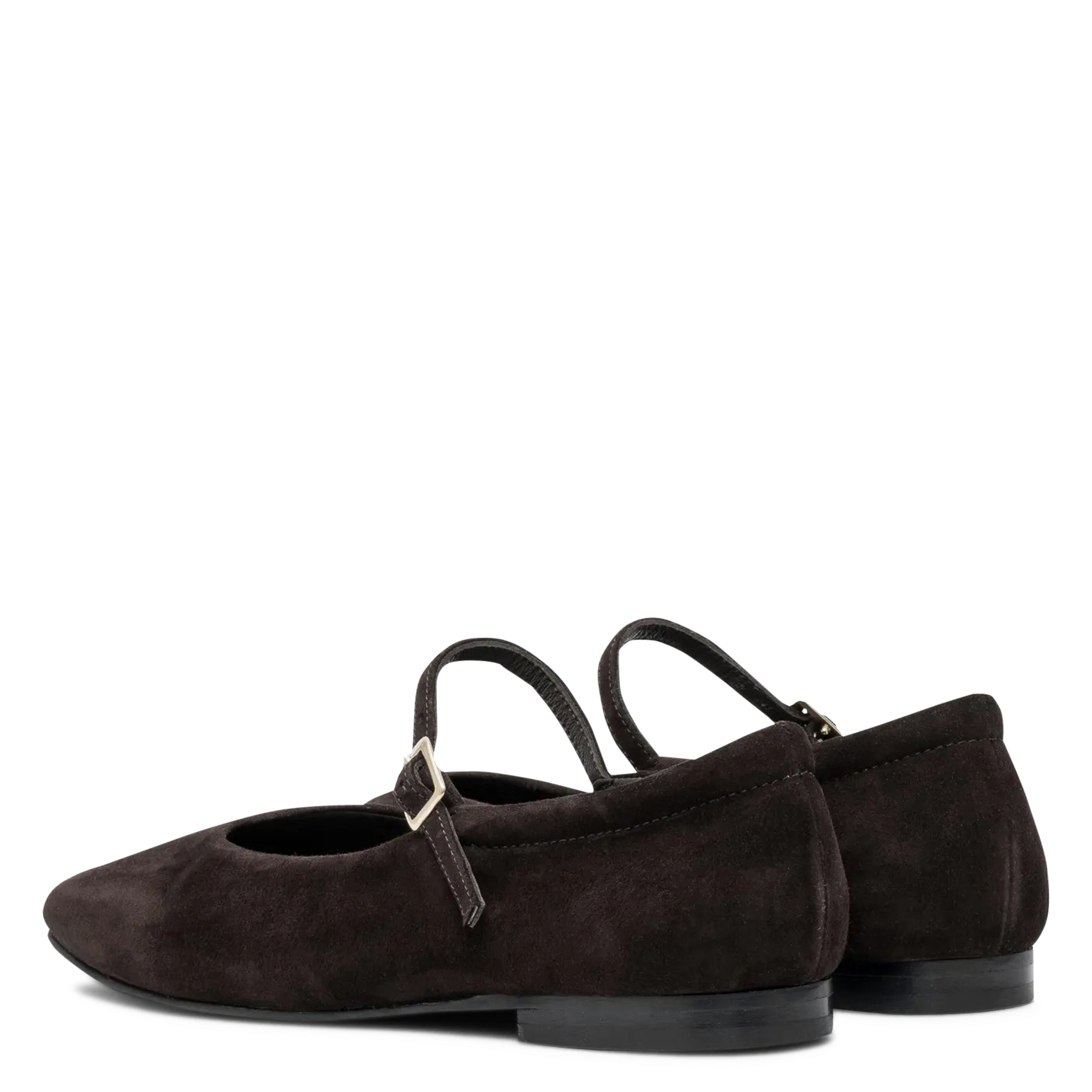 Suede ballet flats with leather strap BOCAGE Brown