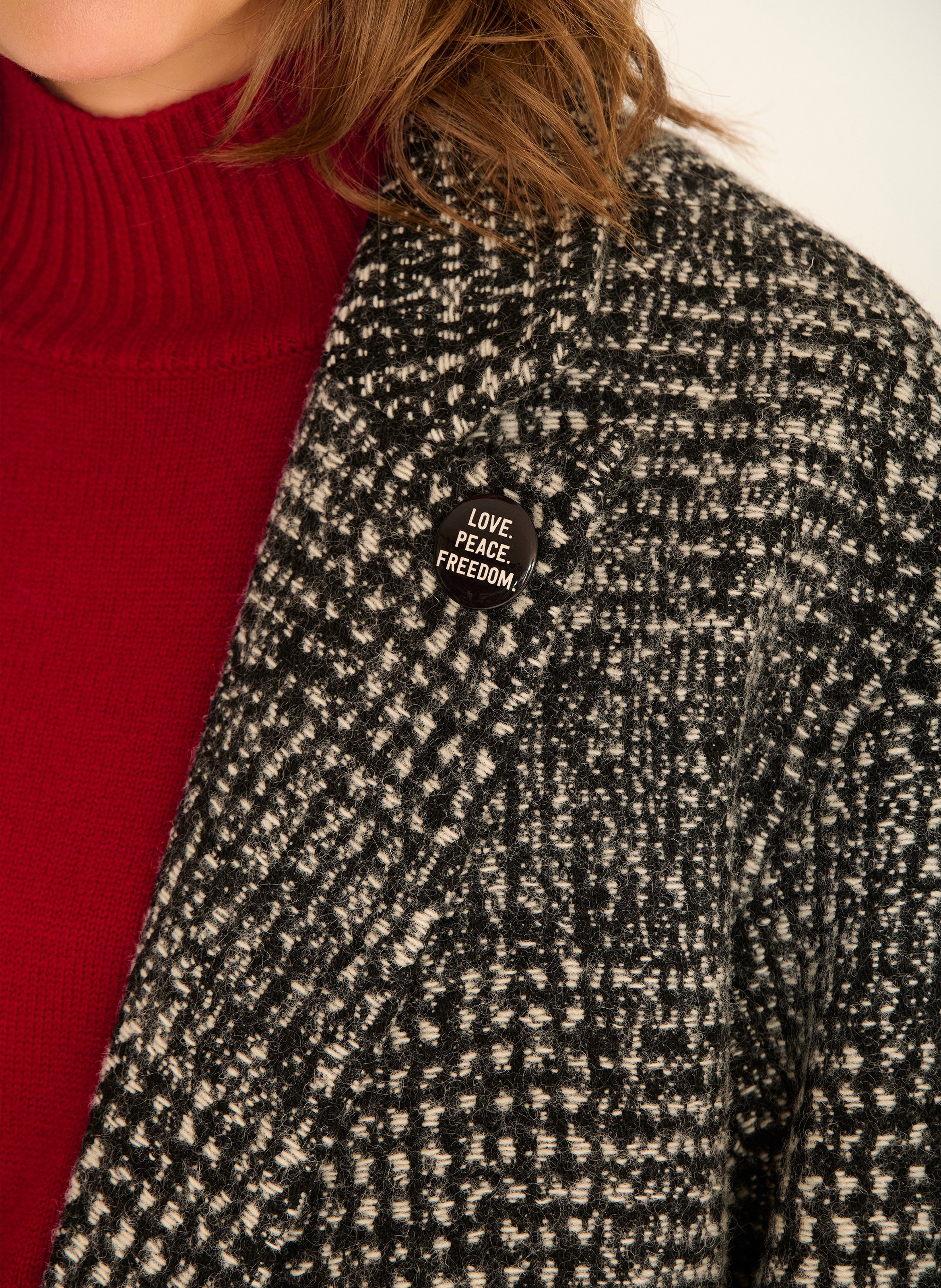 Manteau col tailleur en laine mélangée MKT Noir