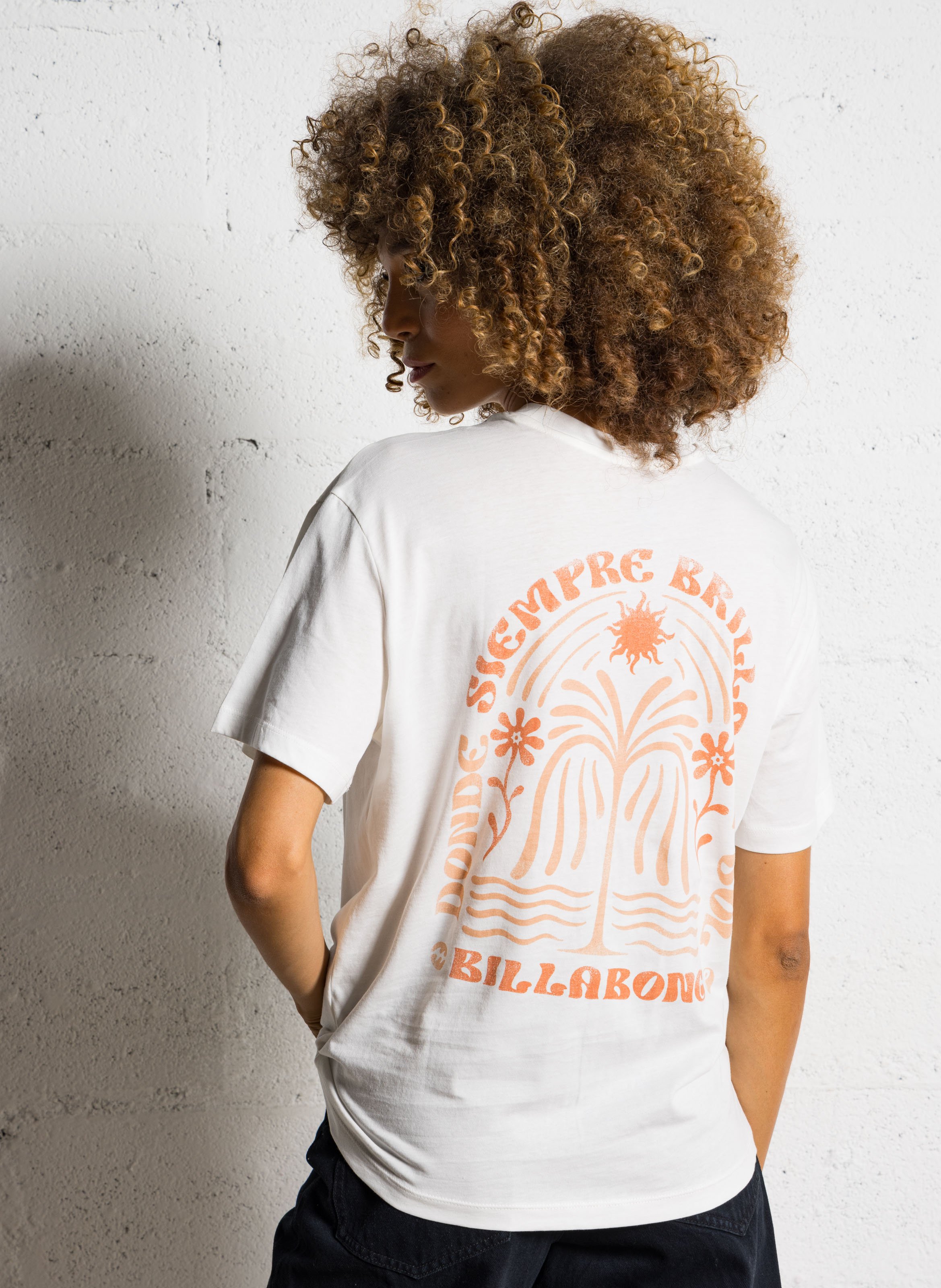 Tee-shirt droit col rond imprimé en coton BILLABONG Blanc