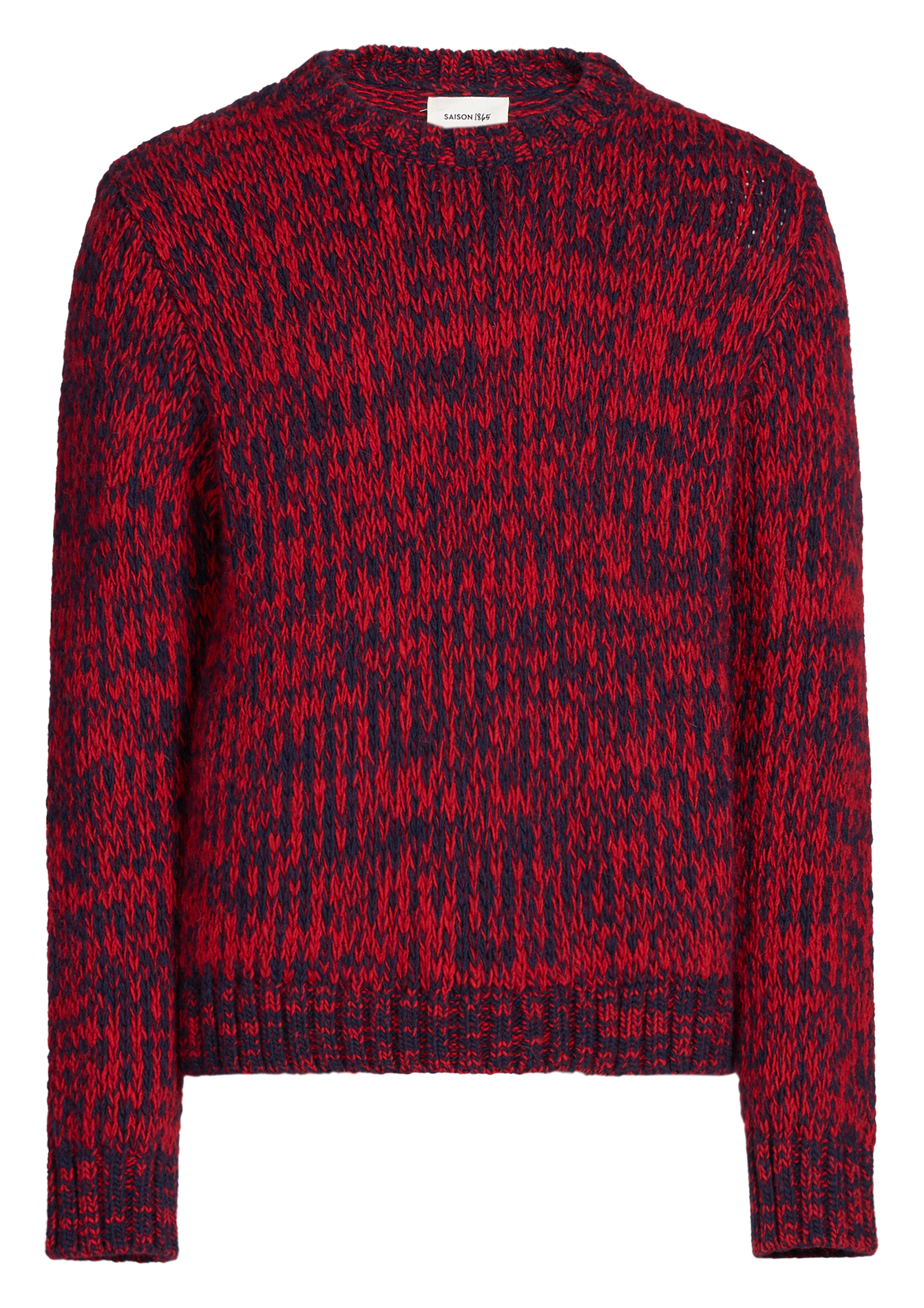 Gerader Rundhalsausschnitt-Pullover in Melange-Farben SAISON 1865 Rot