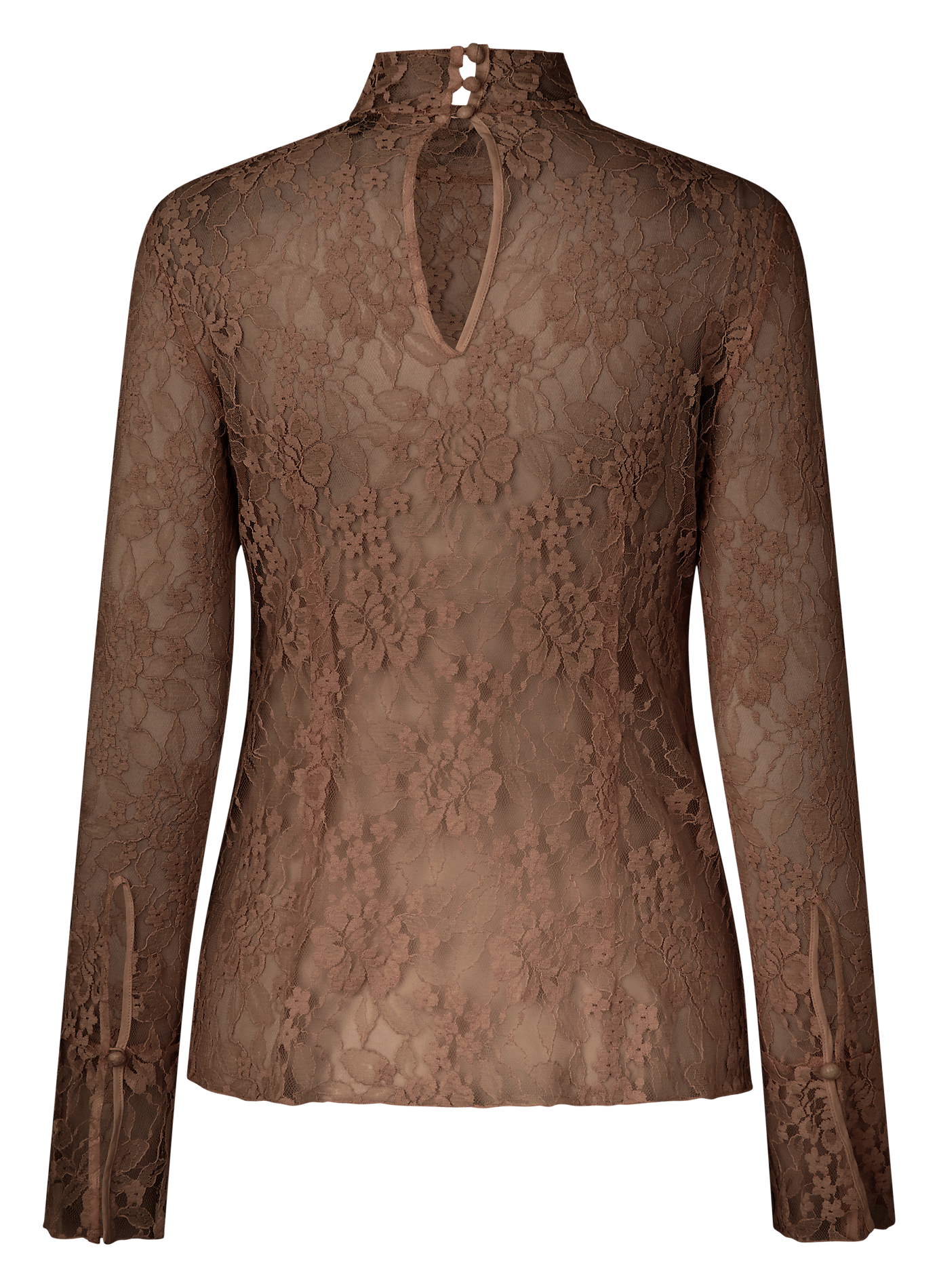 Straight lace top with high neck BAUM UND PFERDGARTEN Brown