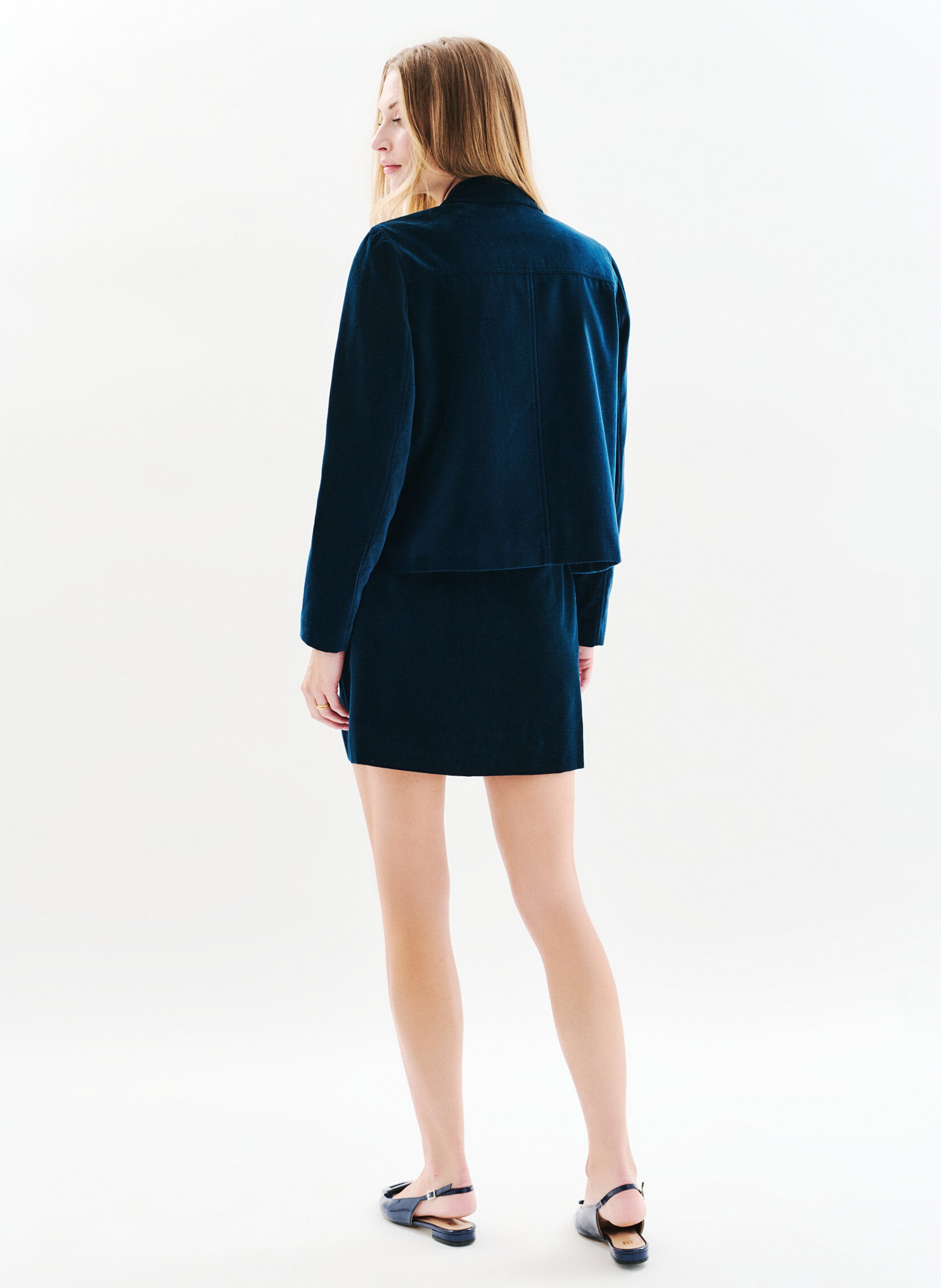 Straight cotton jacket with classic collar CAROLL Blue