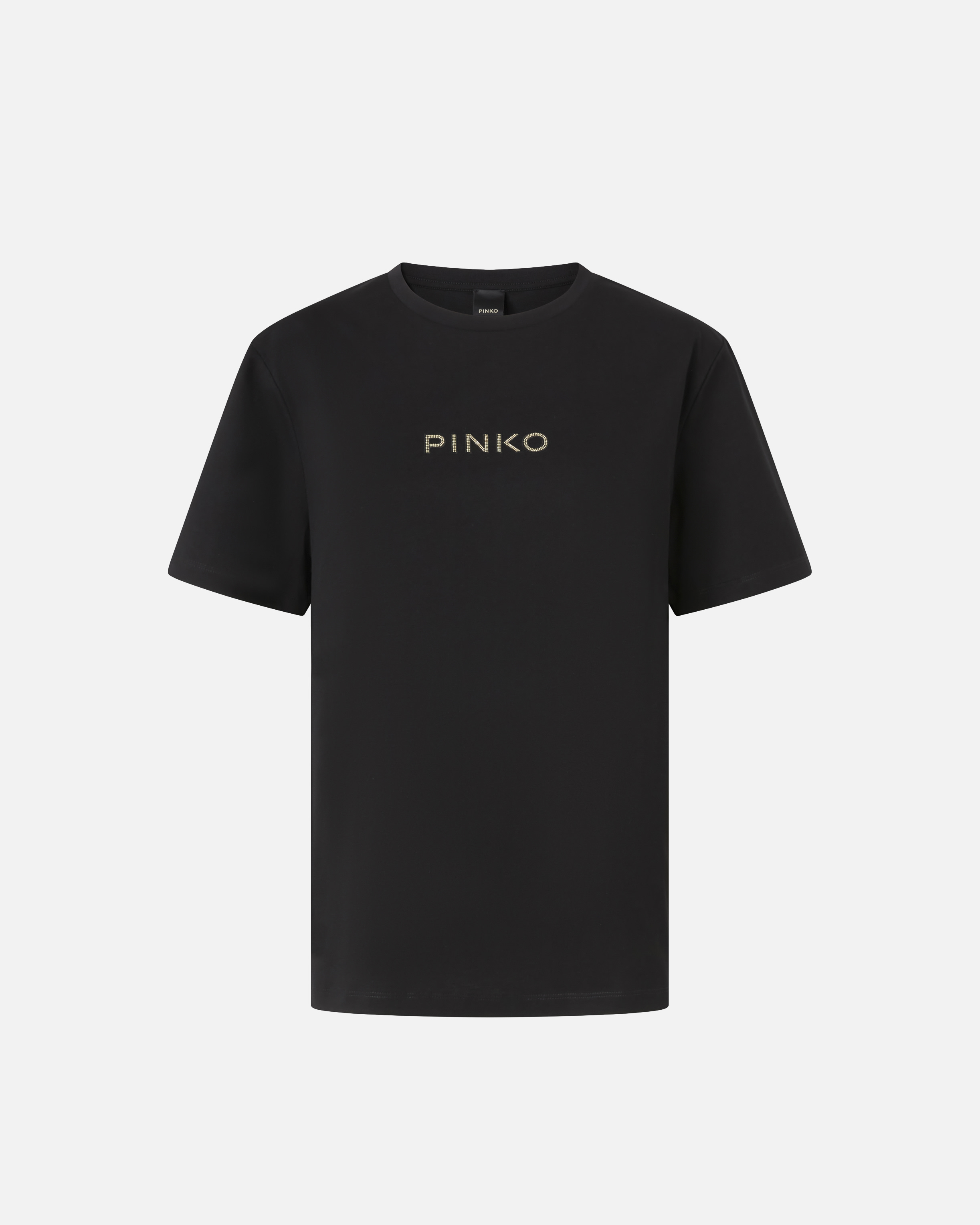 T-shirt with rhinestone logo PINKO Black