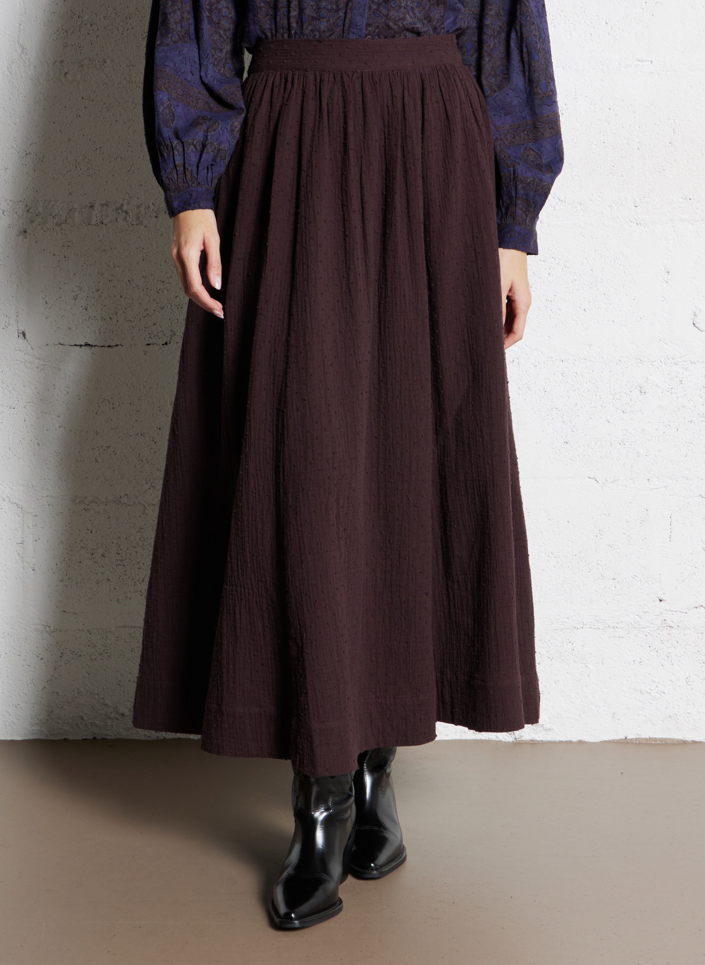 Jupe longues évasée en coton ANTIK BATIK Prune