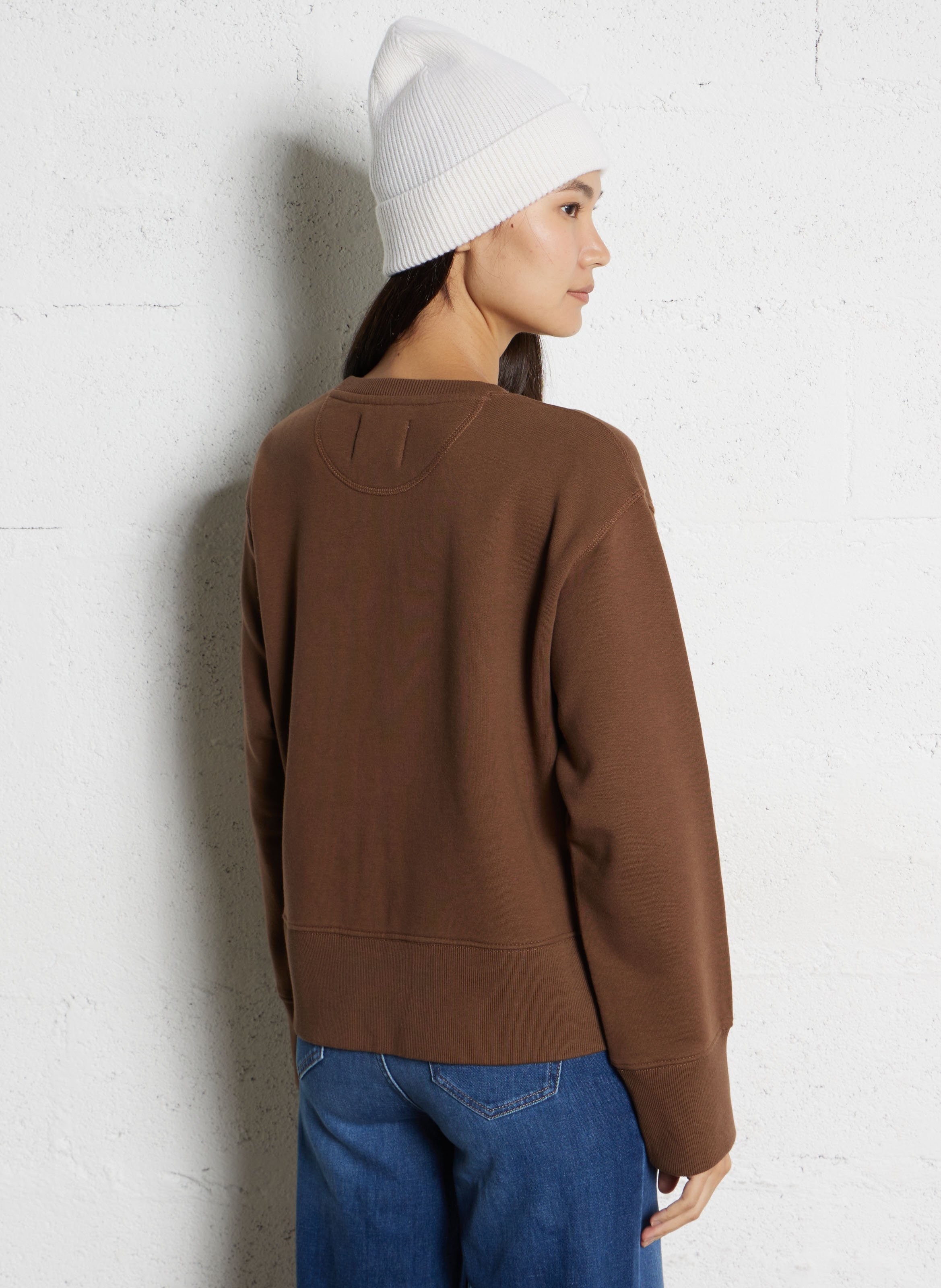 Sweat droit sérigraphié col rond LEON & HARPER Marron