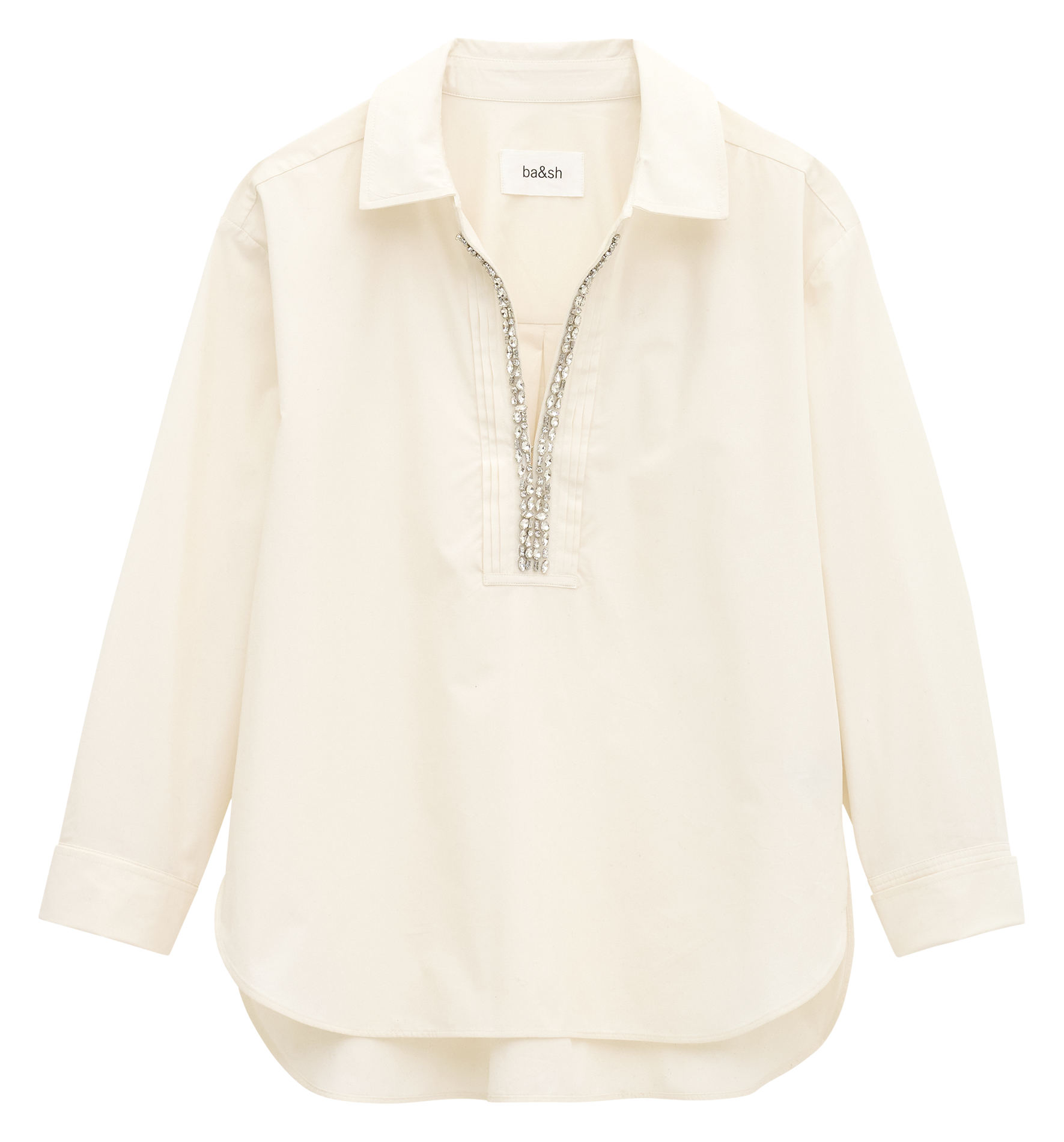 Top droit col à revers en coton BA&SH Blanc