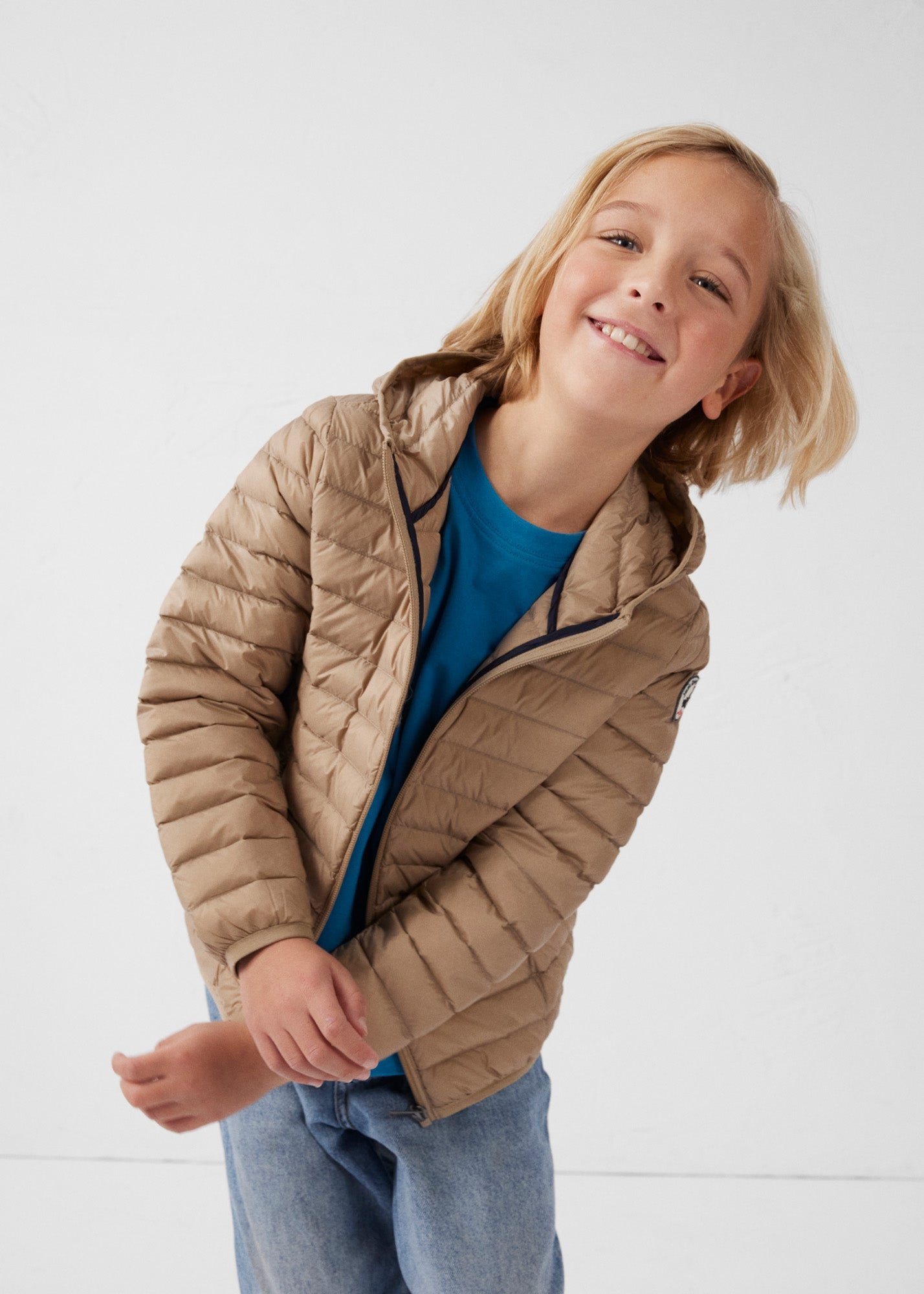 Hugo lightweight hooded child's puffer coat JOTT Beige