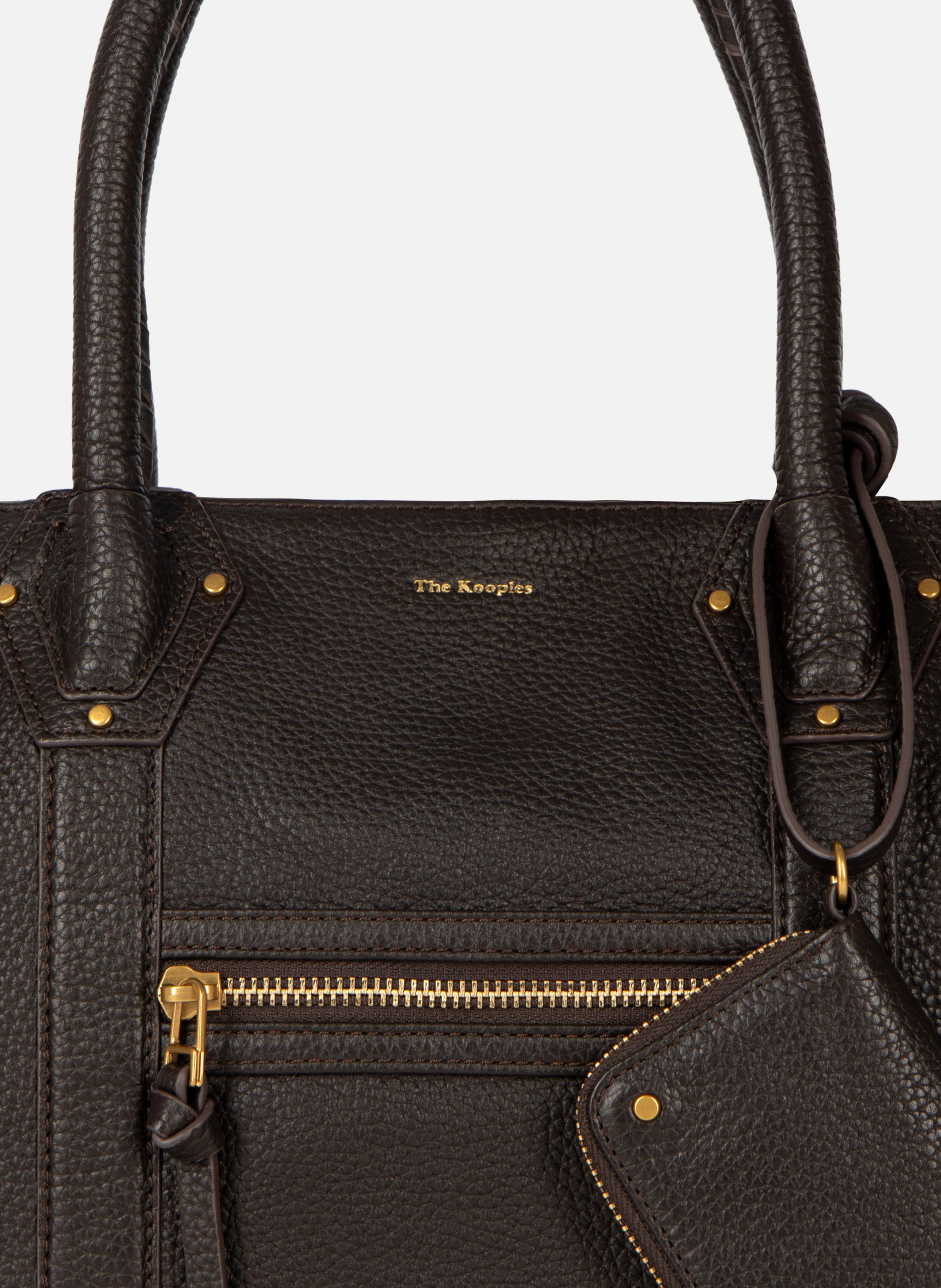 Ruched tote bag in grained leather THE KOOPLES Brown
