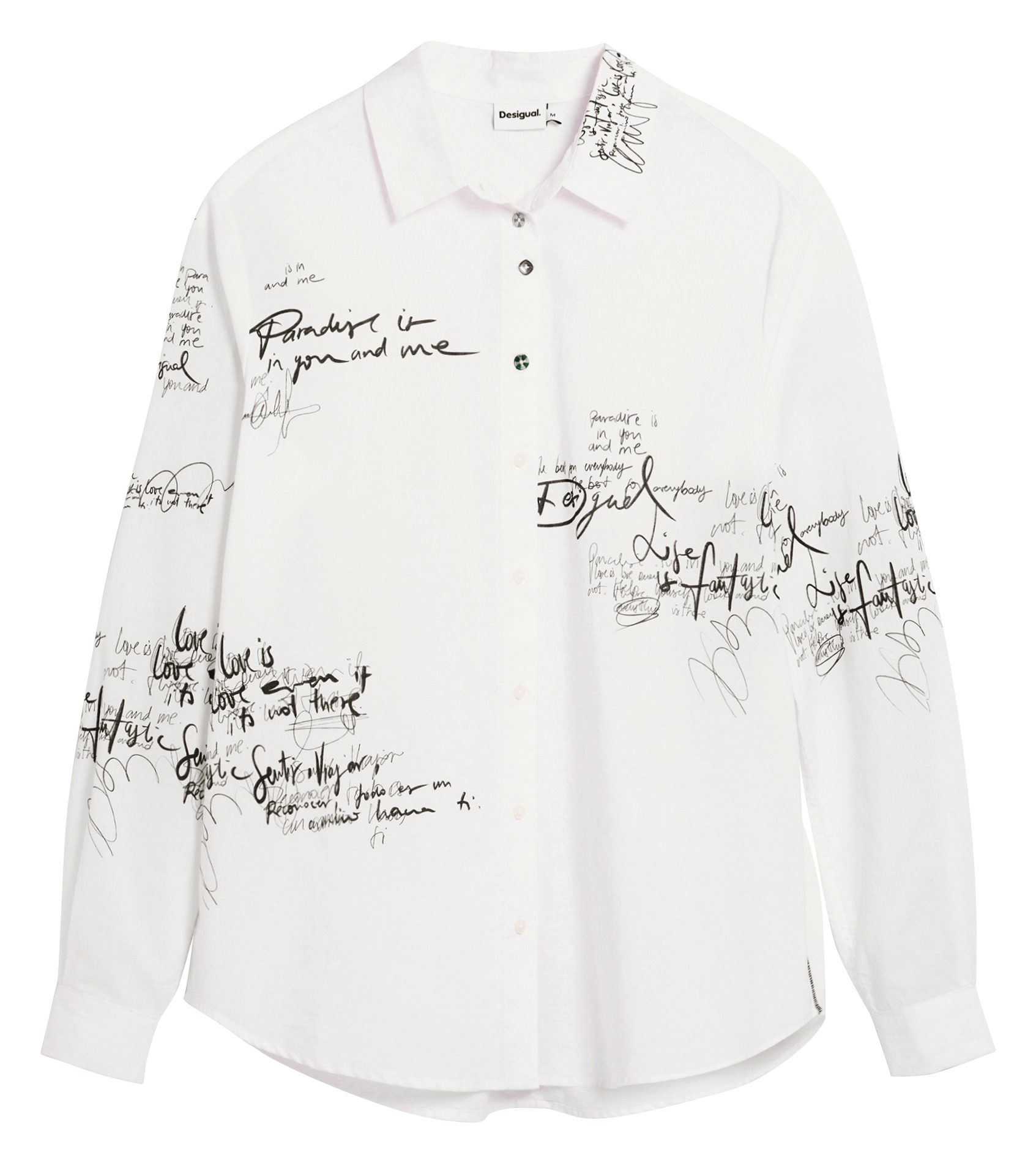 Soepelvallend katoenen overhemd met print DESIGUAL Wit