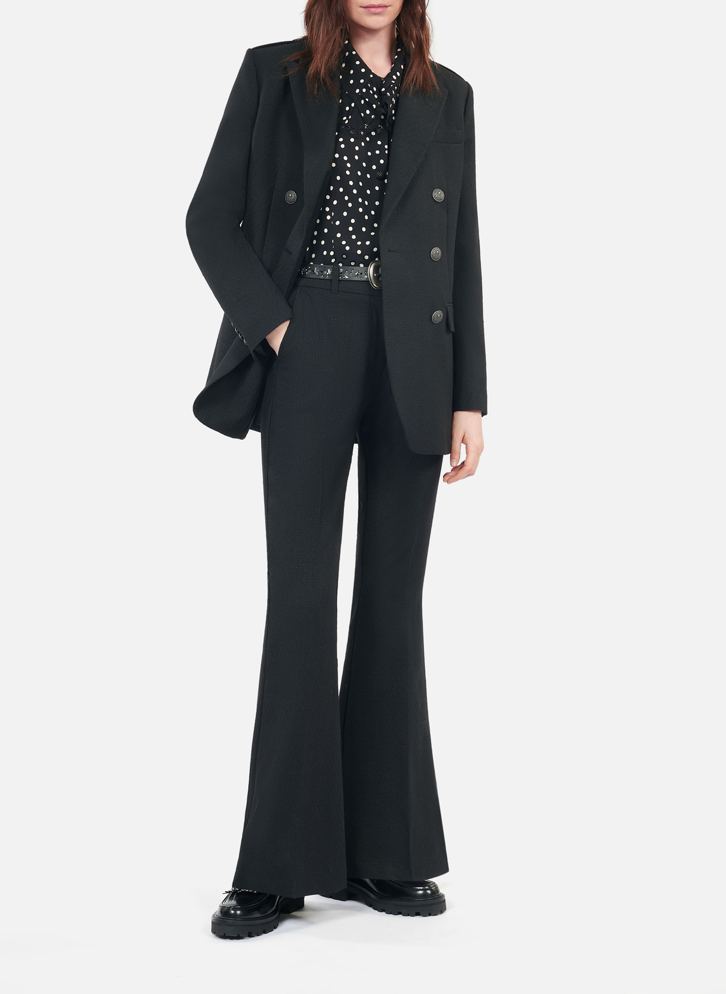 Bandplooibroek | wolblend THE KOOPLES Zwart