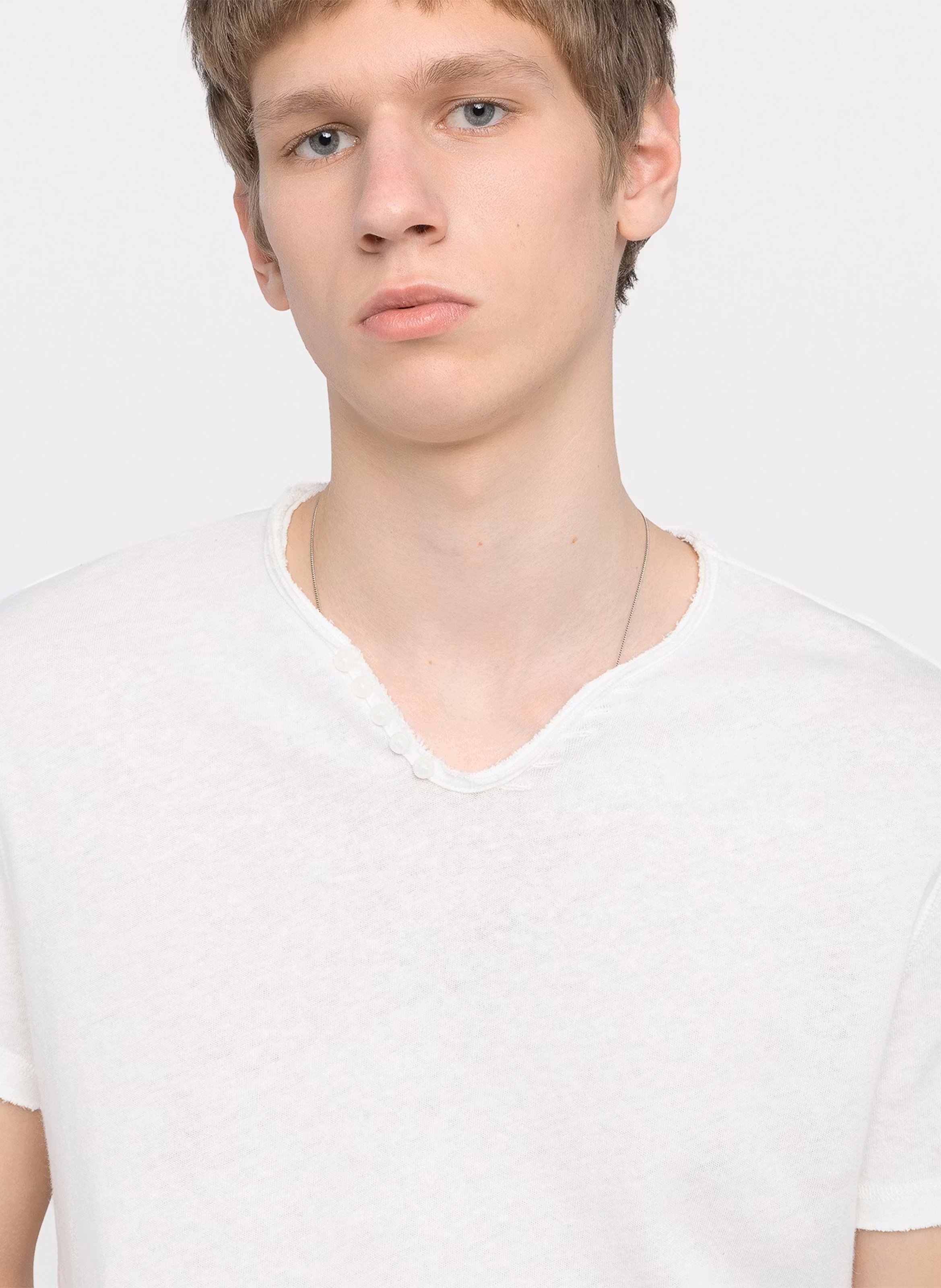 Gerade geschnittenes T-Shirt aus Baumwolle und Leinen ZADIG&VOLTAIRE Weiss