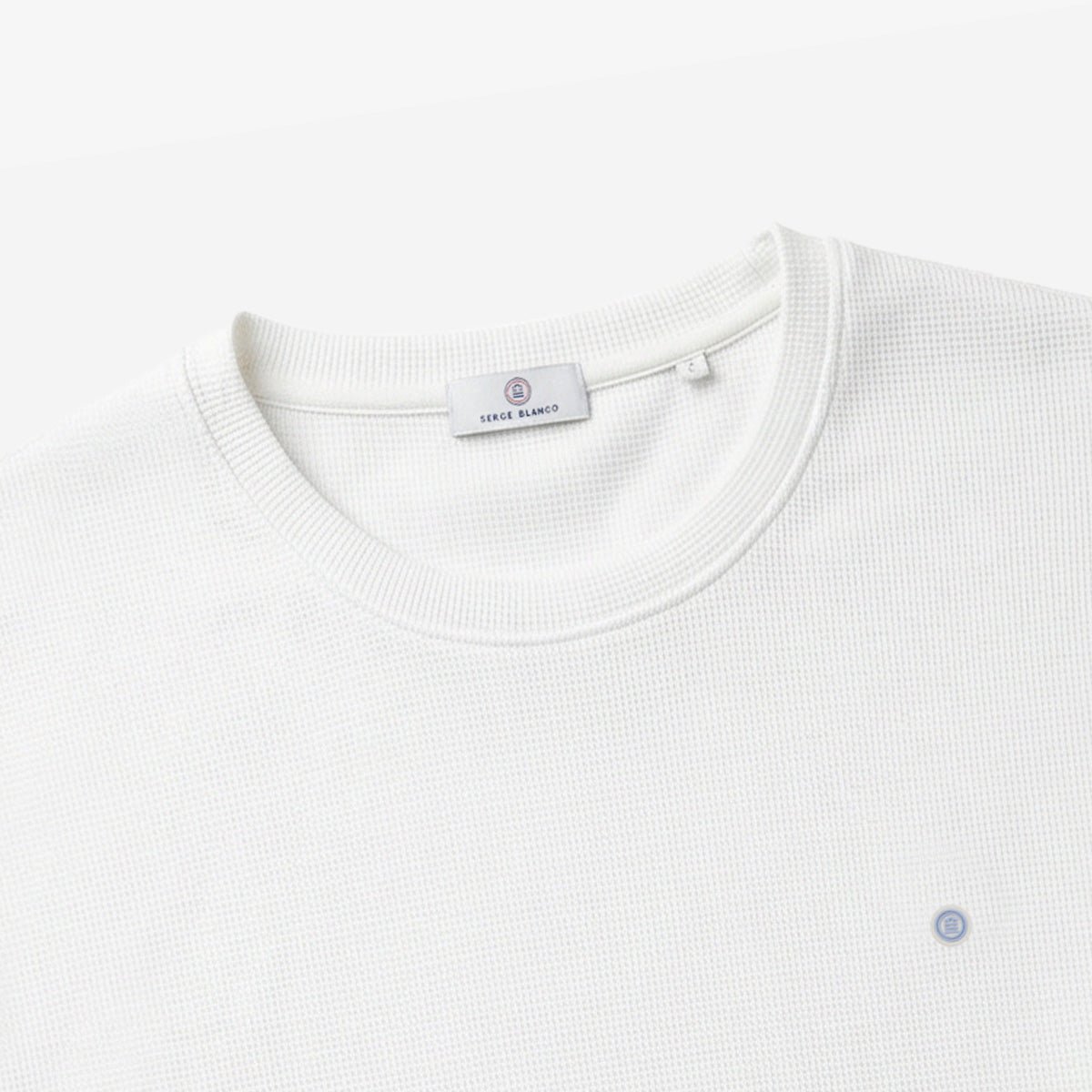 Round neck t-shirt in waffled cotton SERGE BLANCO White