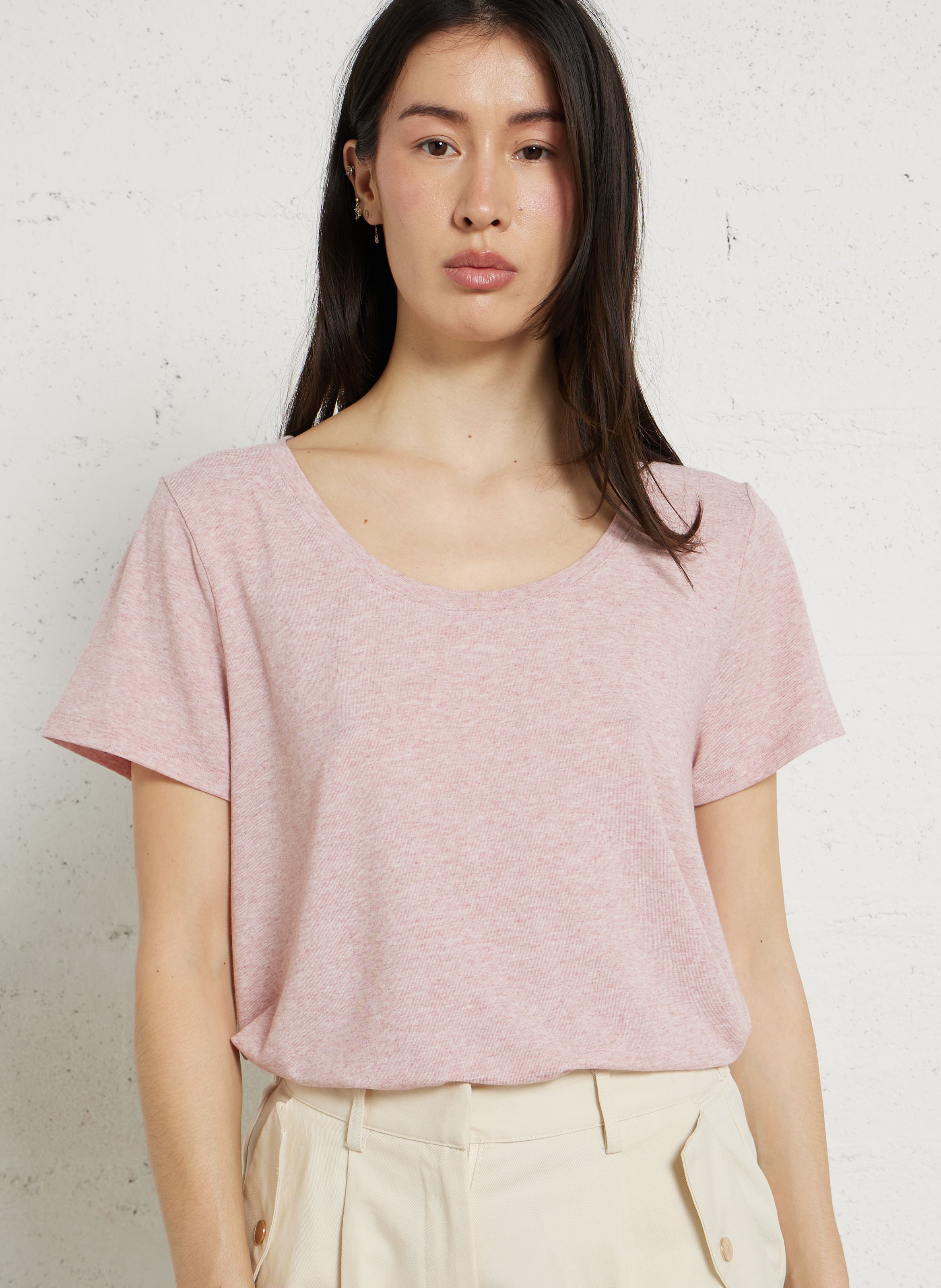 Tee-shirt col rond fluide pailleté LA PETITE ETOILE Rose