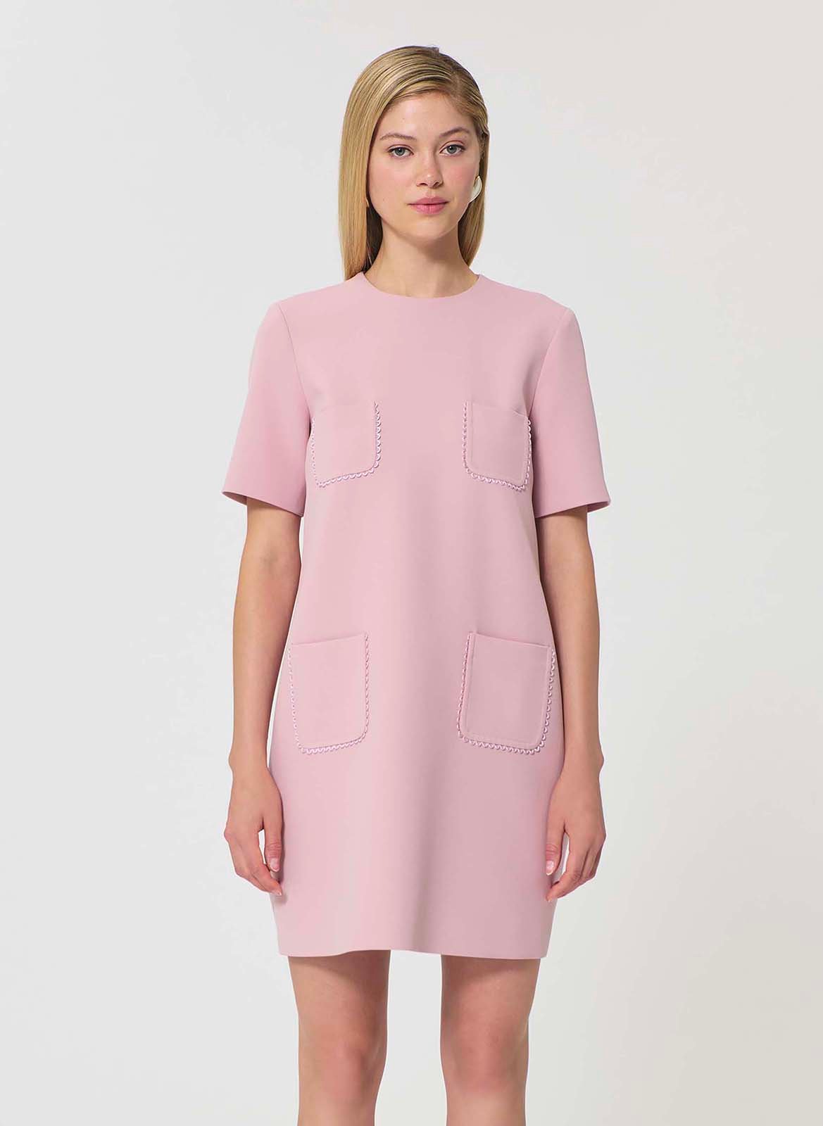 Robe courte droite unie à poches  TARA JARMON Rose