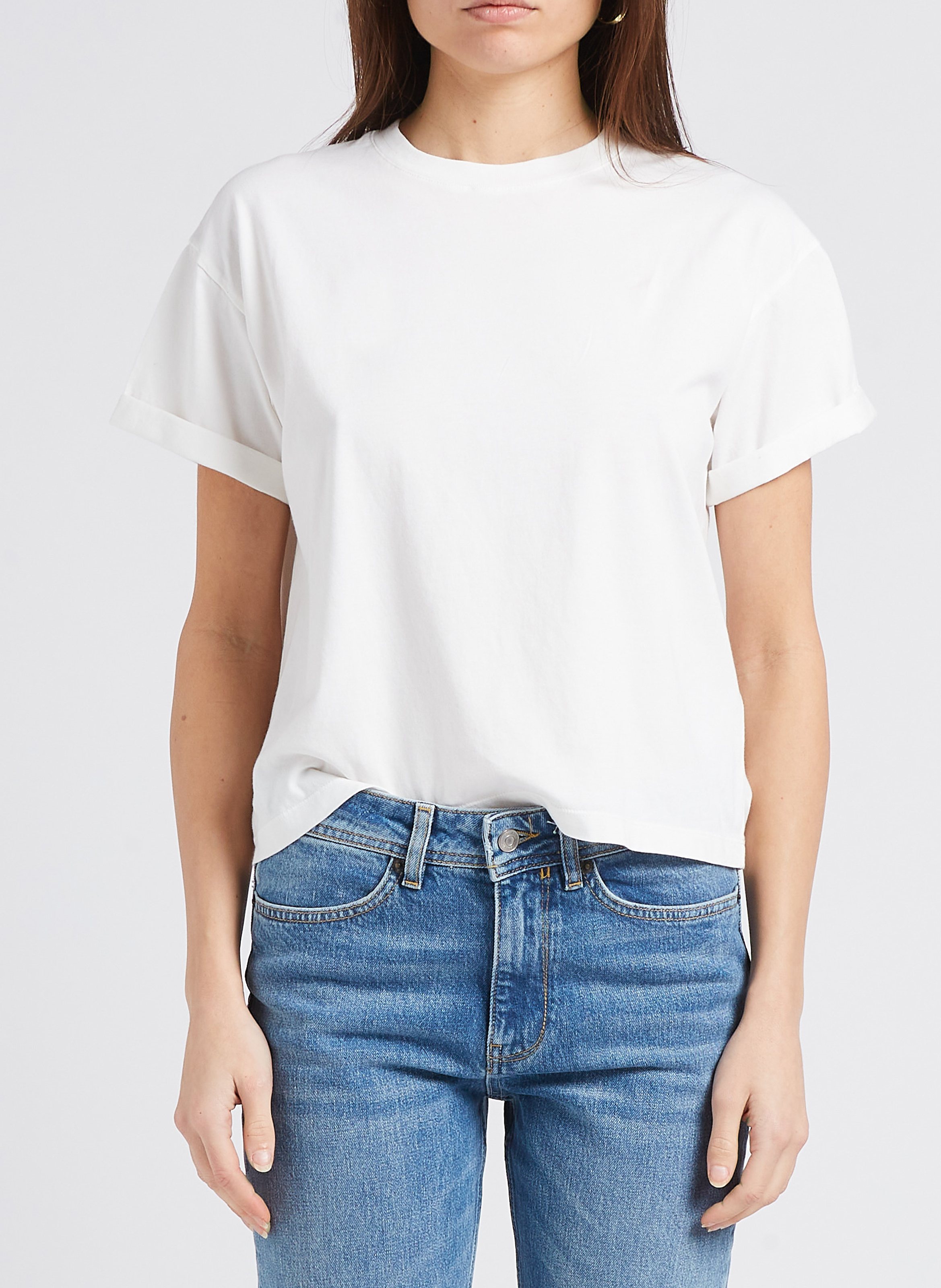 Tee-shirt droit col rond en coton BA&SH Beige