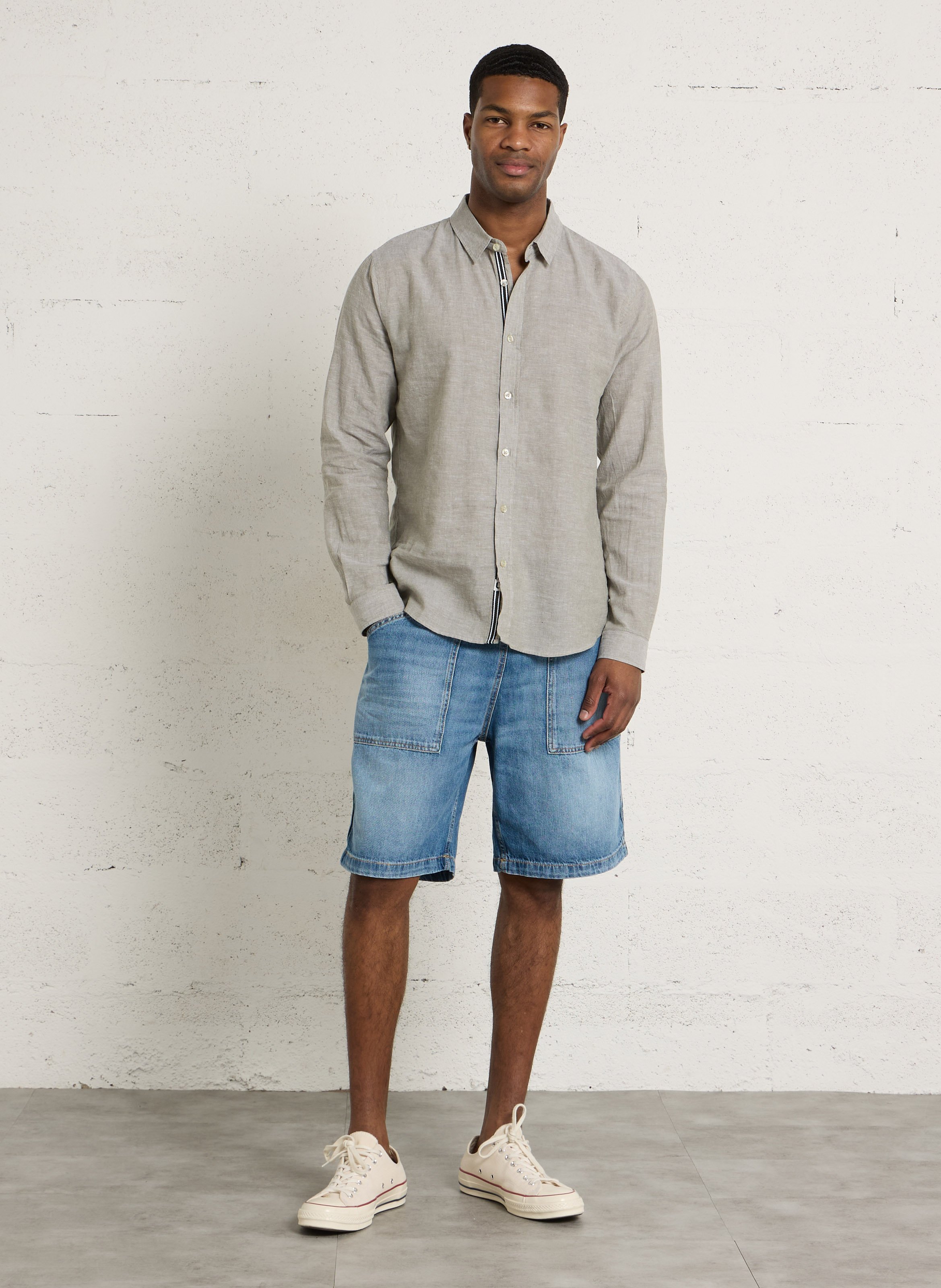 Chemise regular en lin et coton LE TEMPS DES CERISES Vert