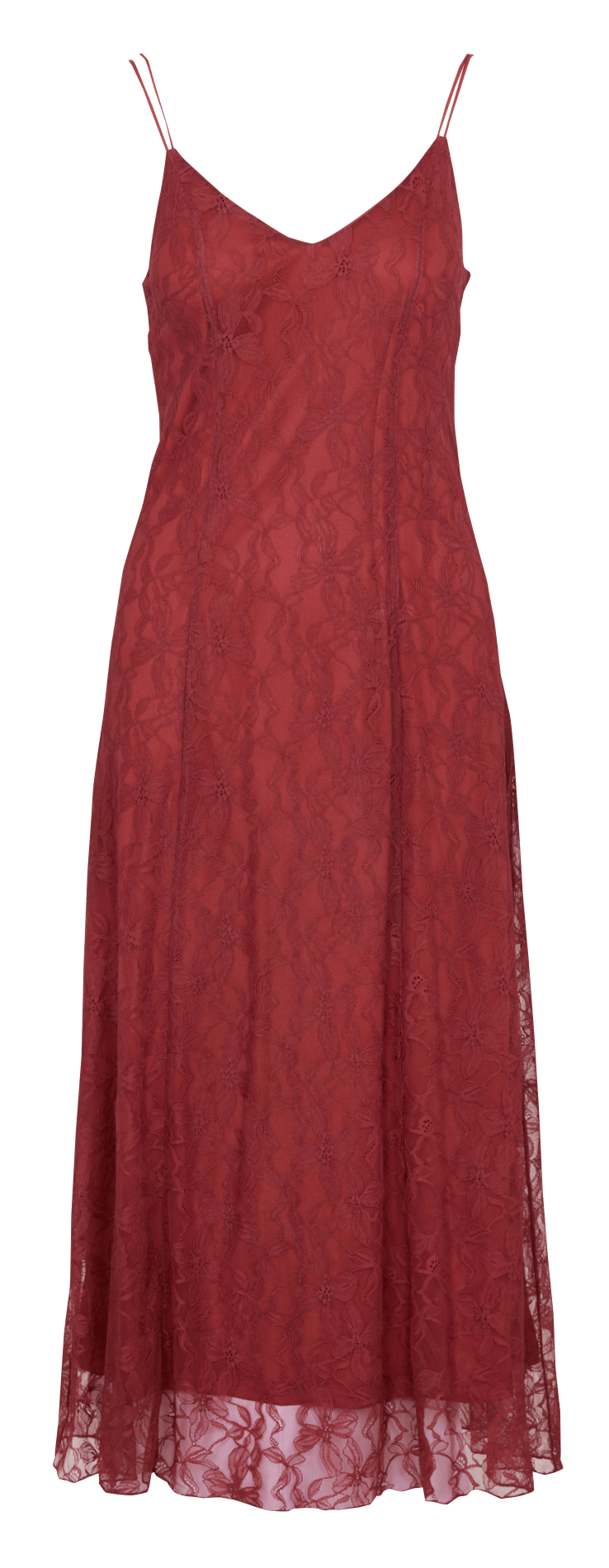 Lange aansluitende jurk met kant KOOKAI Oranje