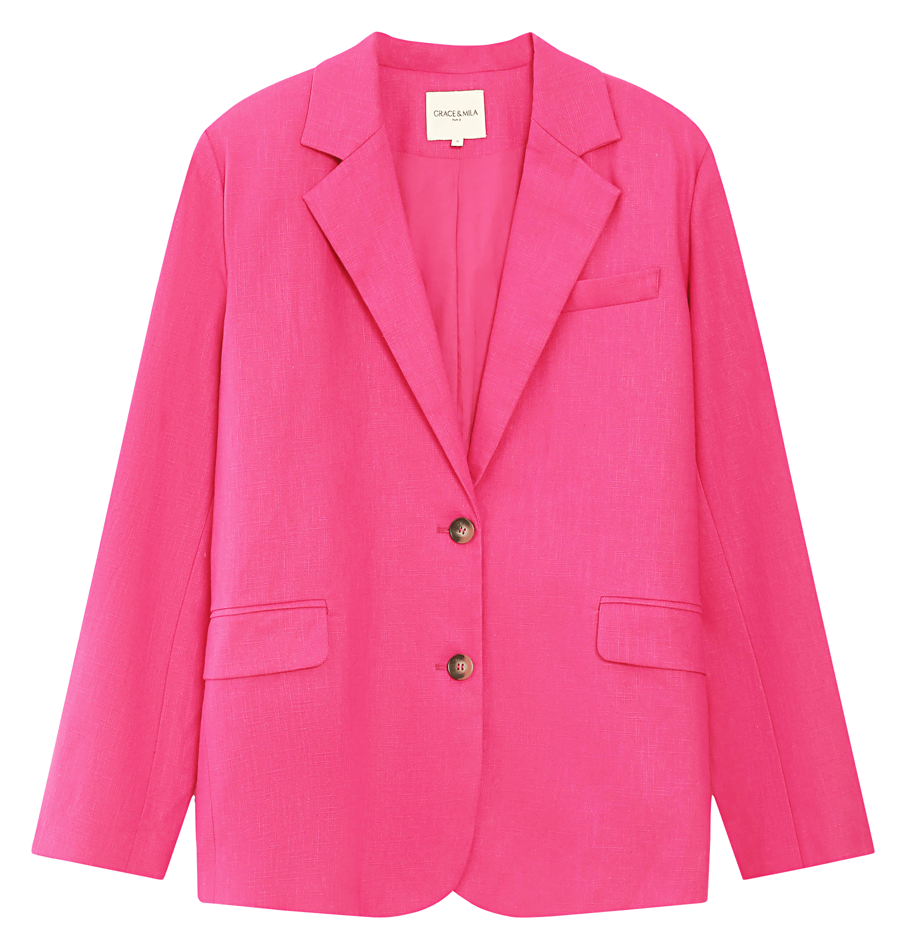 Veste tailleur oversize en lin mélangé GRACE ET MILA Rose