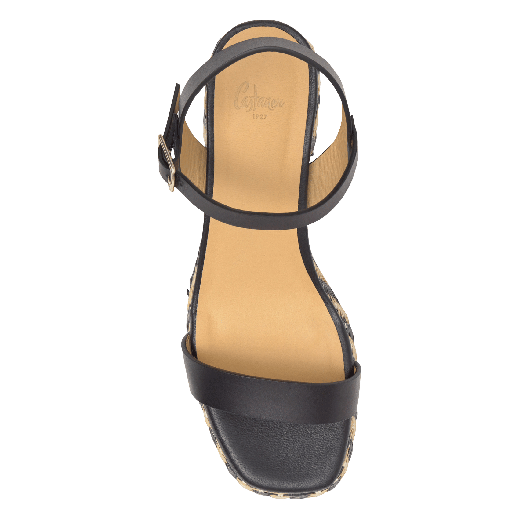 Woven raffia heeled sandals CASTANER Black