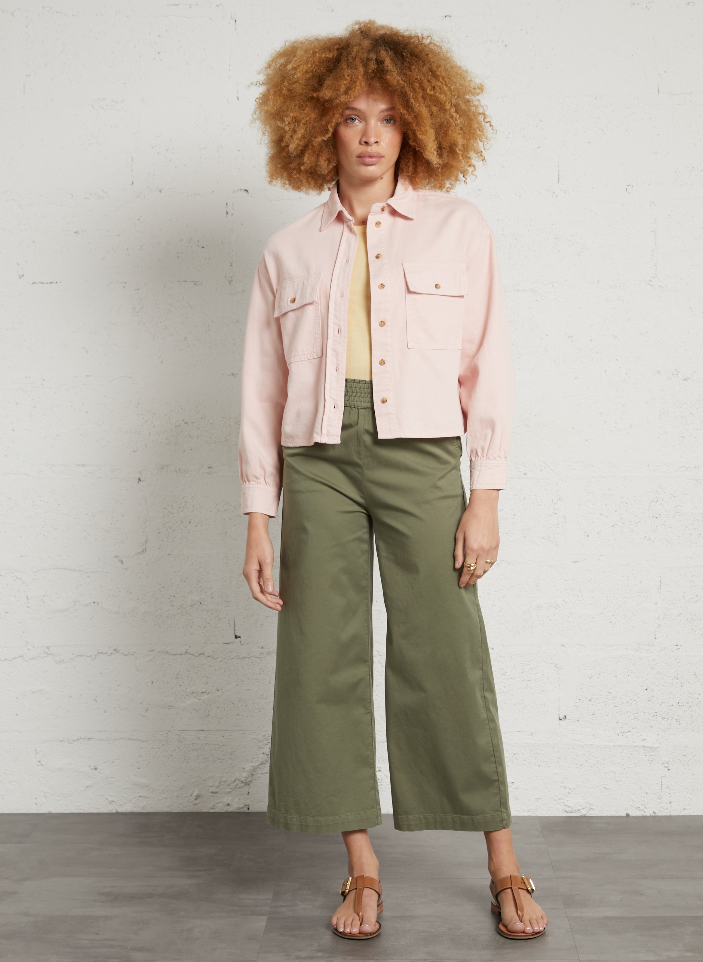 Pantalon large en coton MAISON 123 Vert