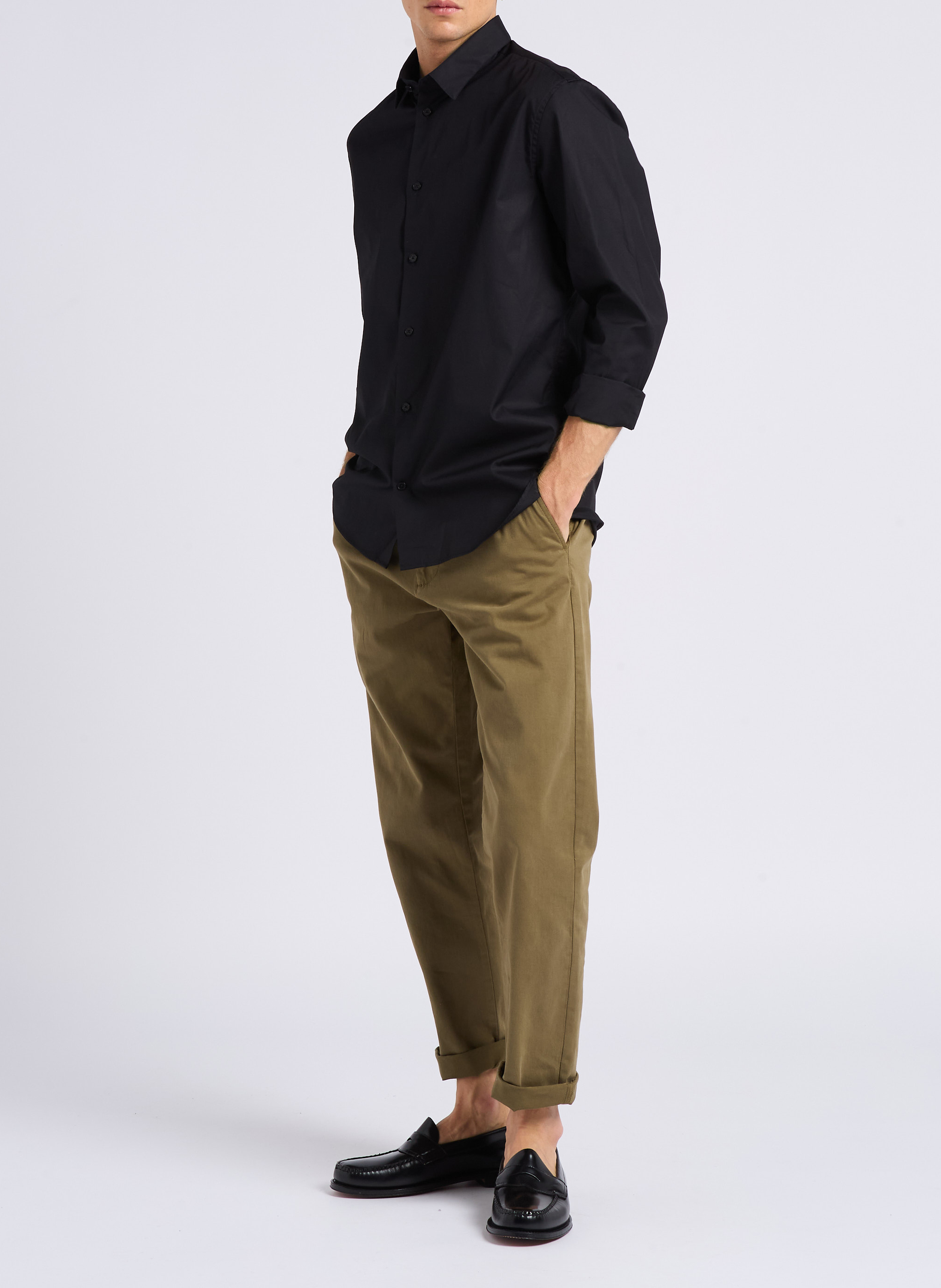 Baumwollhemd mit klassischem Kragen, Slim Fit AU PRINTEMPS PARIS Schwarz