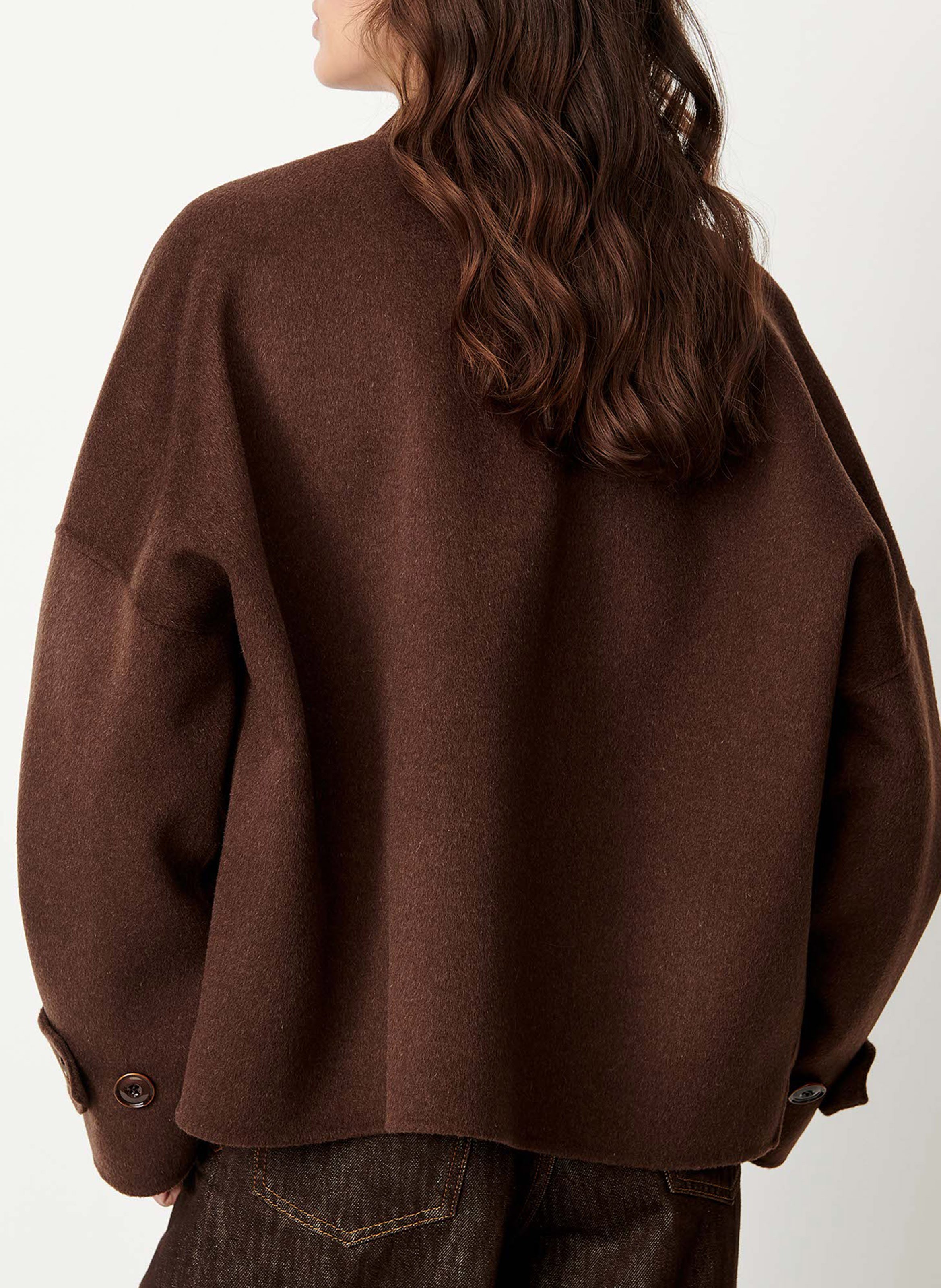 Veste droite en laine mélangée SESSUN Marron