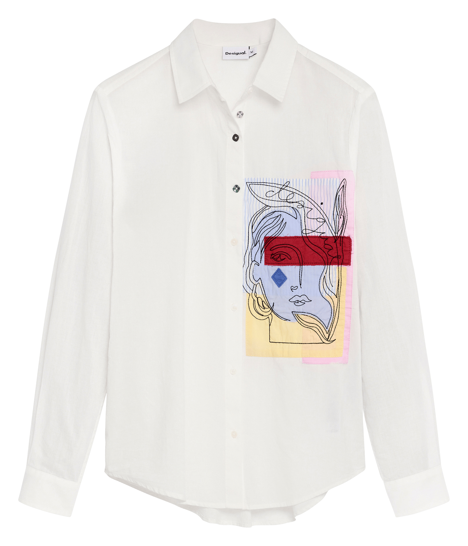 Chemise droite col classique en coton DESIGUAL Blanc
