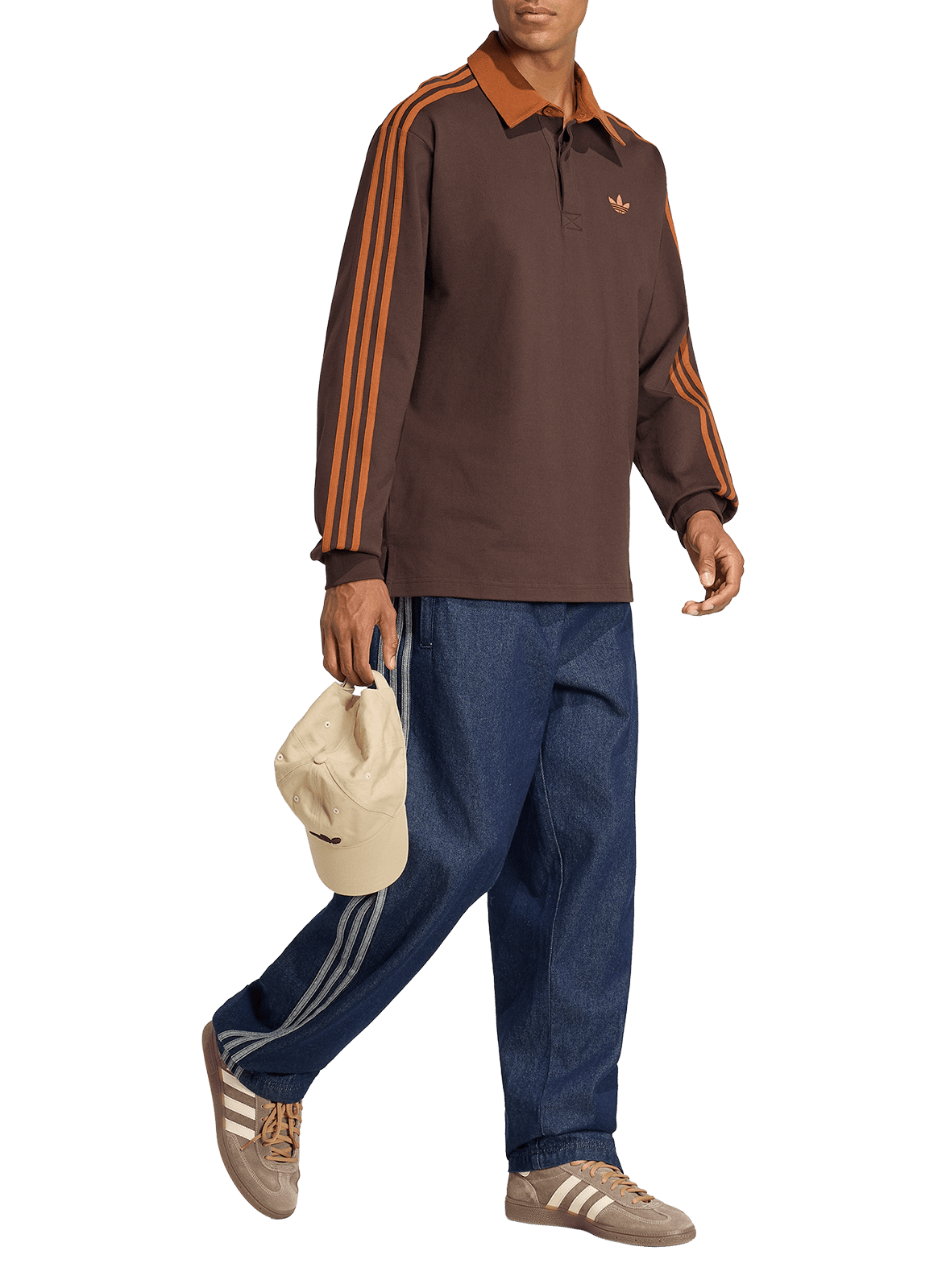 Polo manches longues uni ADIDAS Marron