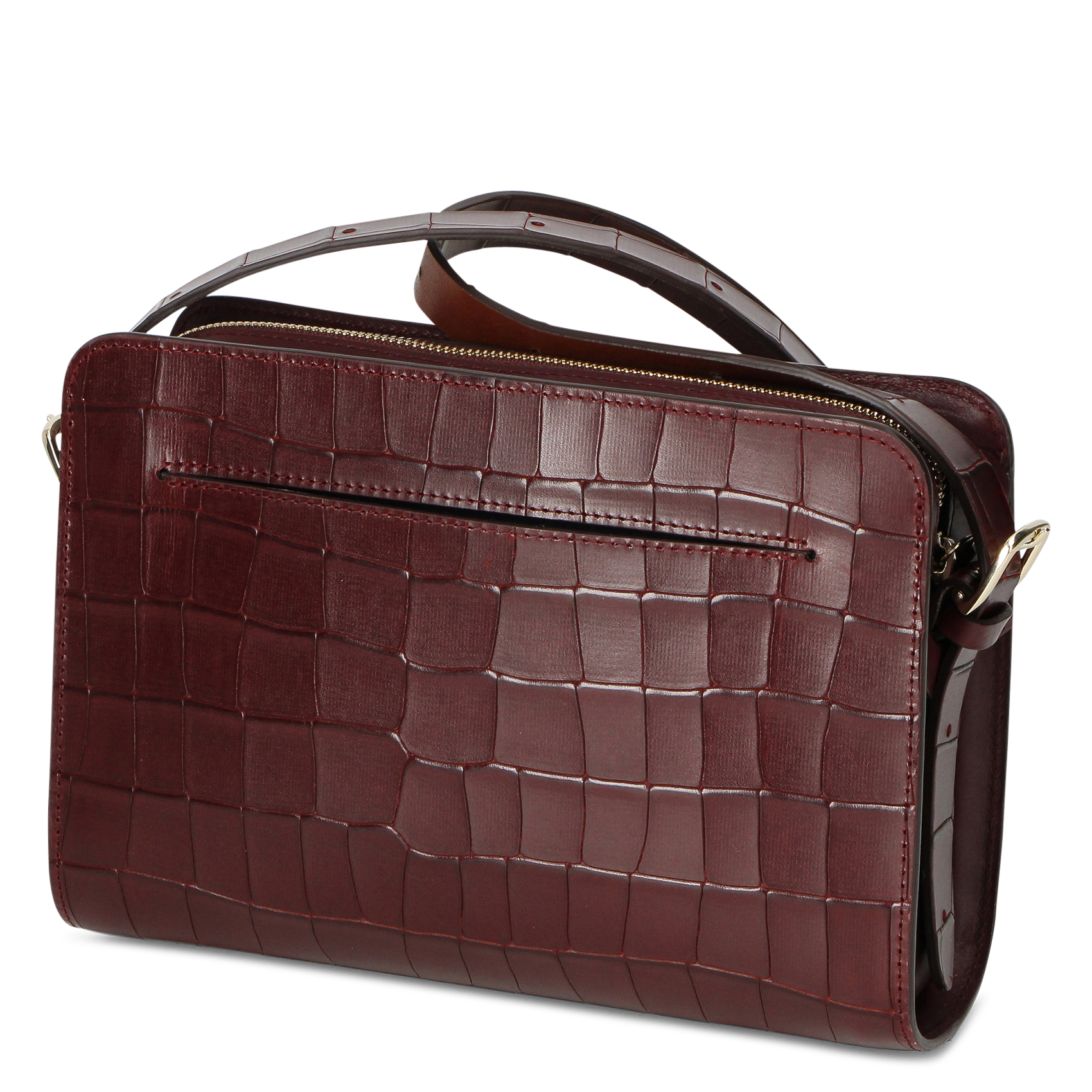 Sac bandoulière jacquard en cuir HERBERT FRERE SOEUR Prune