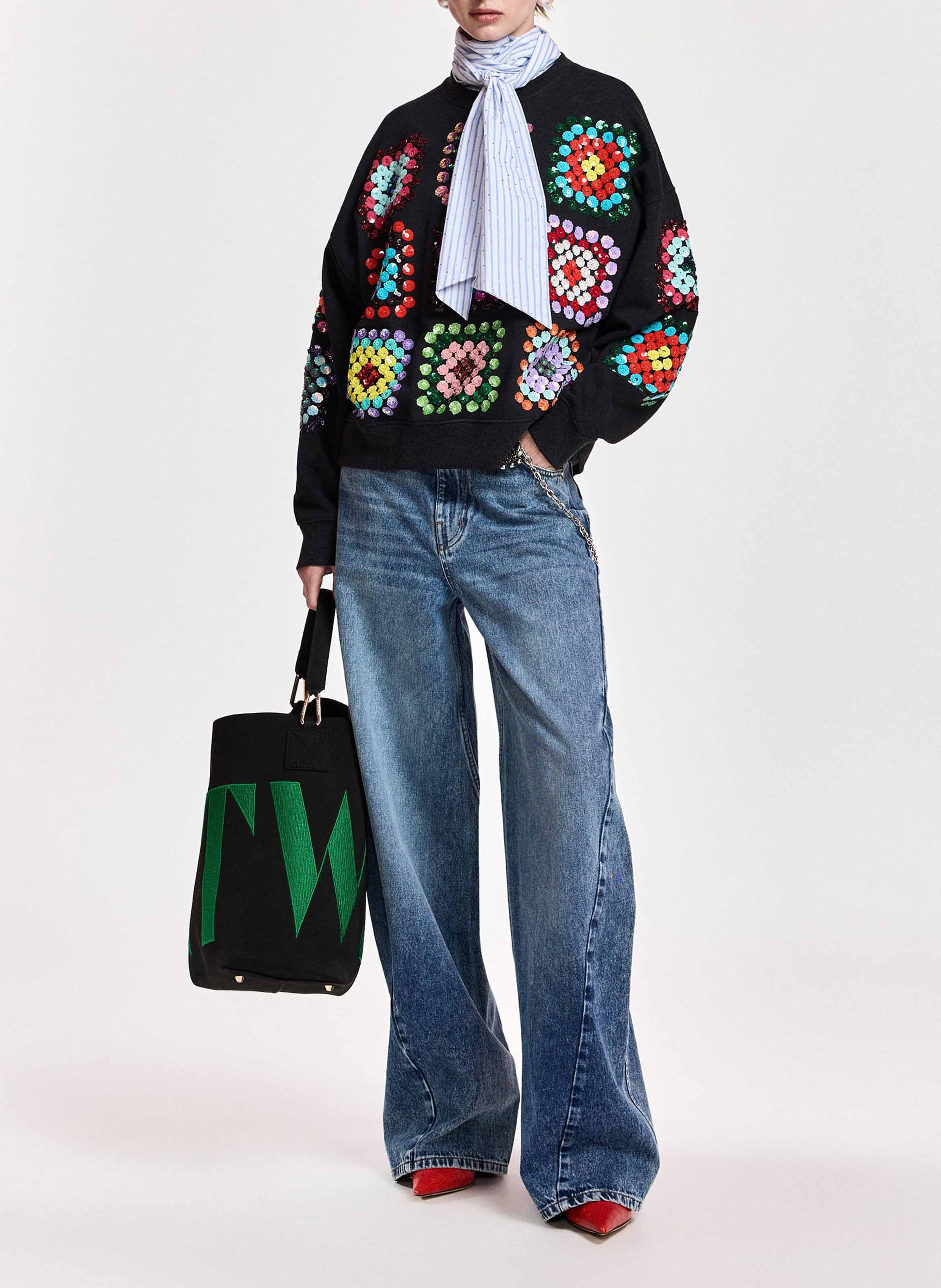 Rechte sweater met bloemenprint in katoen ESSENTIEL ANTWERP Veelkleurig