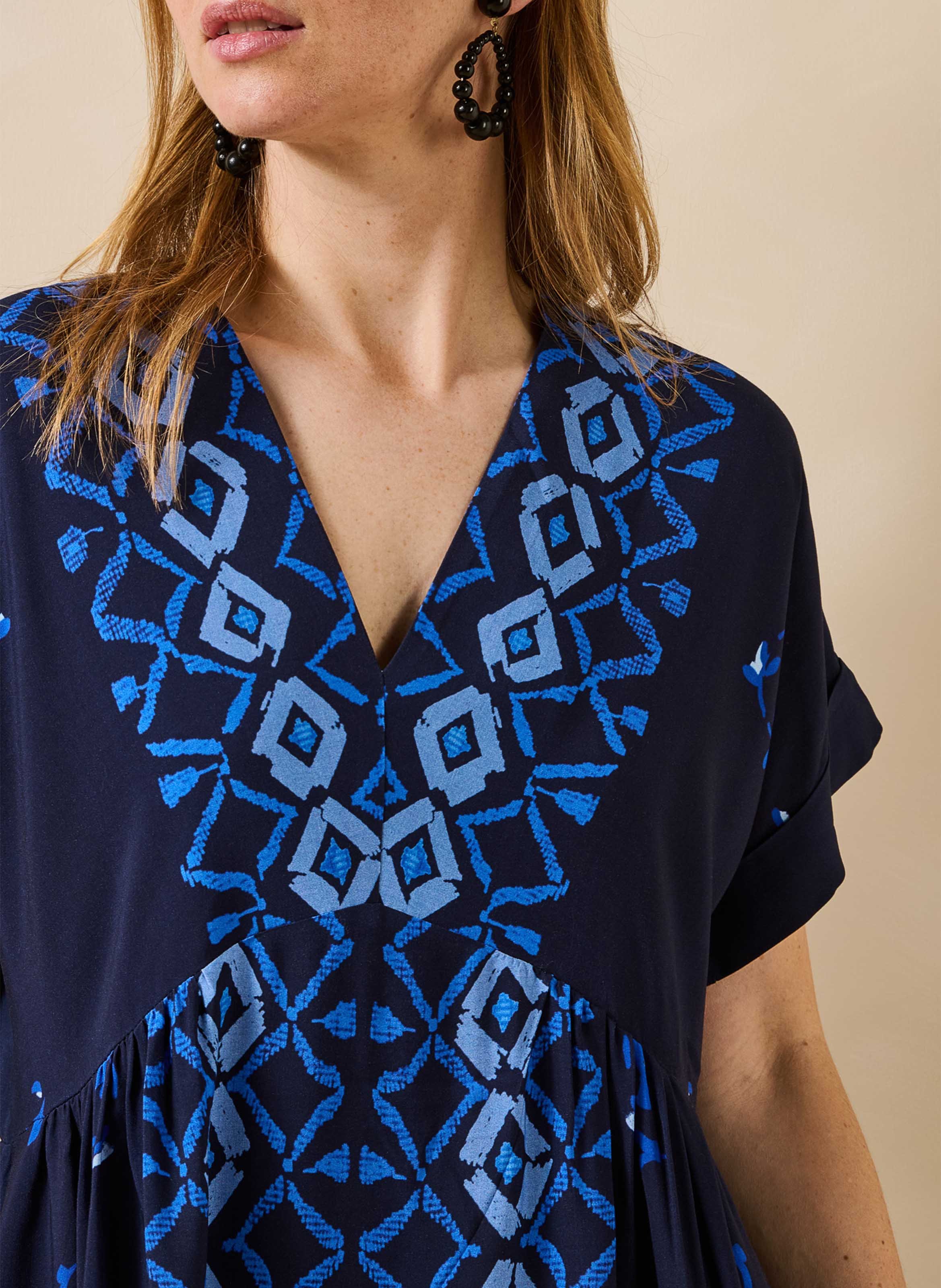 Lange jurk met bloemenprint LA FEE MARABOUTEE Blauw