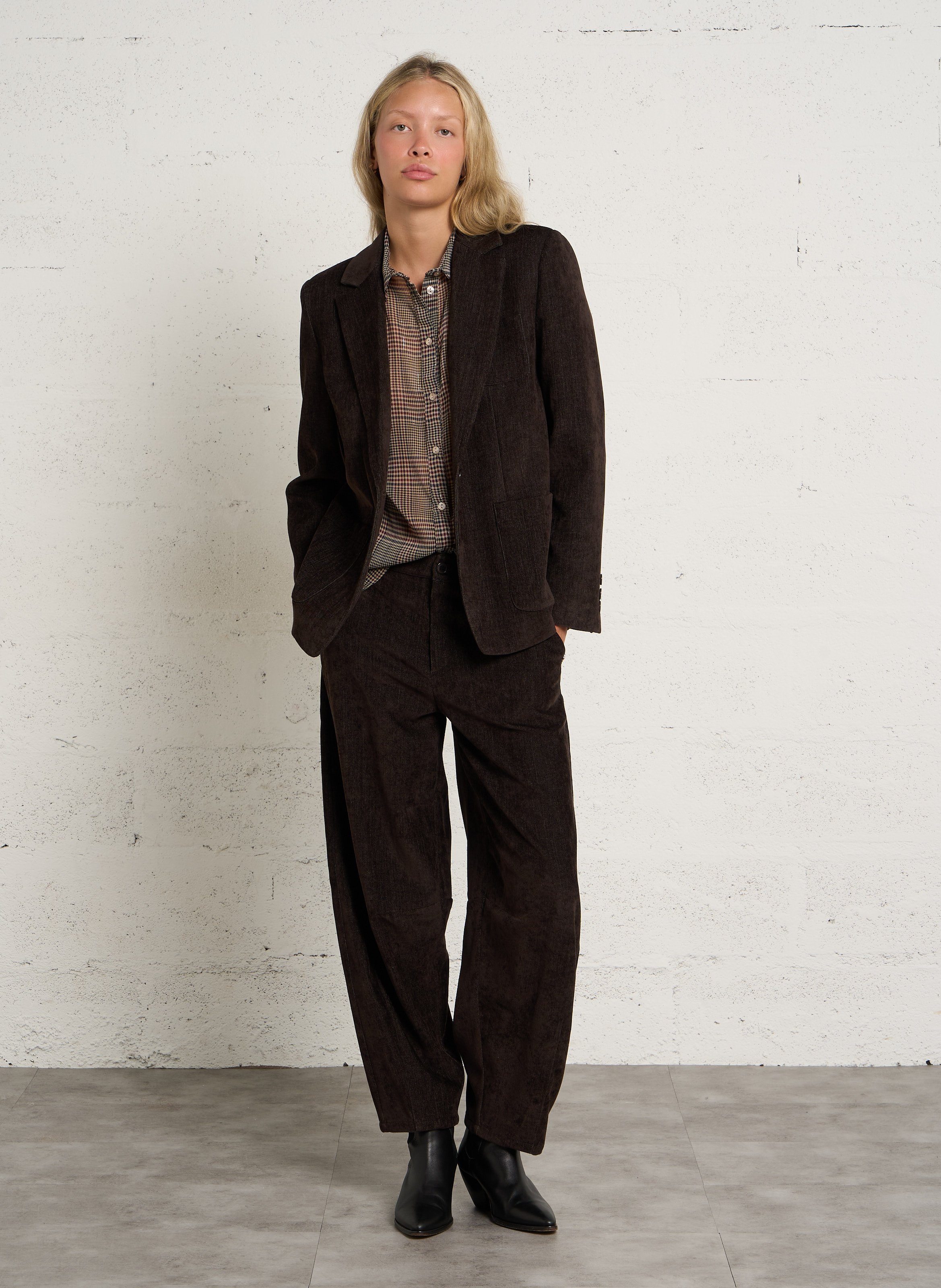 High-waisted wide-leg pants PLEASE Brown