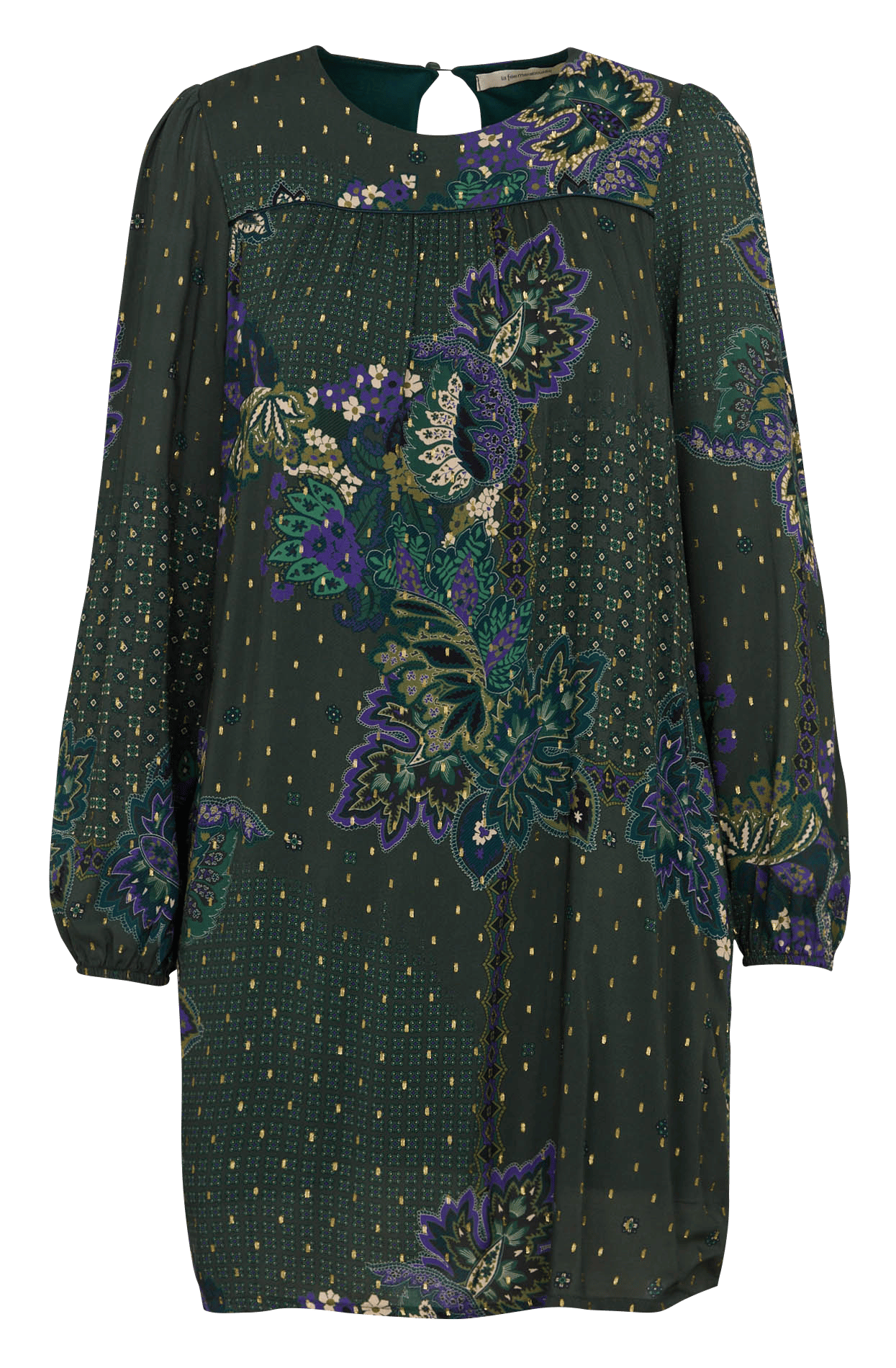 Kurzes gerade geschnittenes Kleid mit Muster LA FEE MARABOUTEE Grun