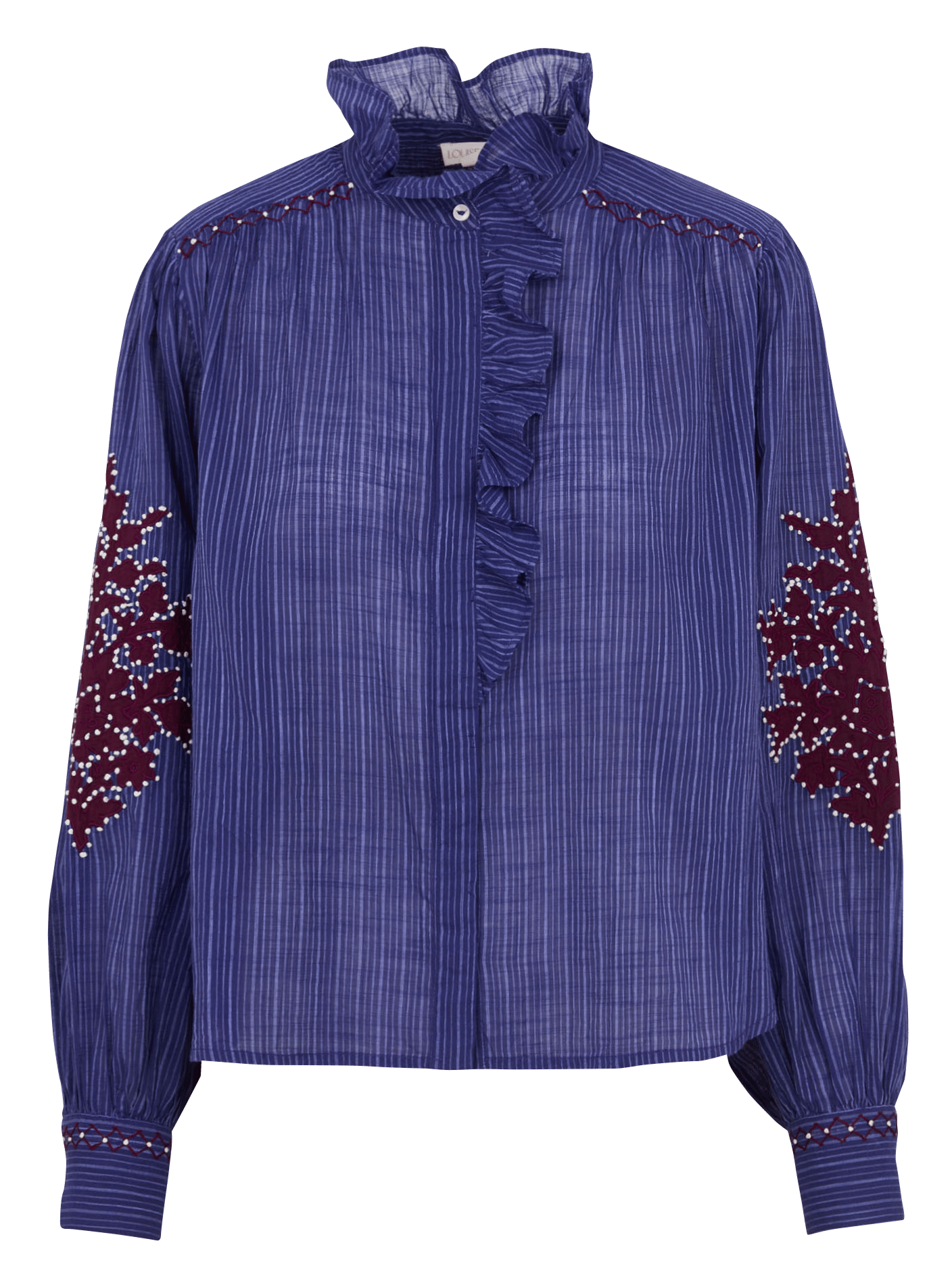 Cotton shirt with ruffled collar LOUISE MISHA Blue