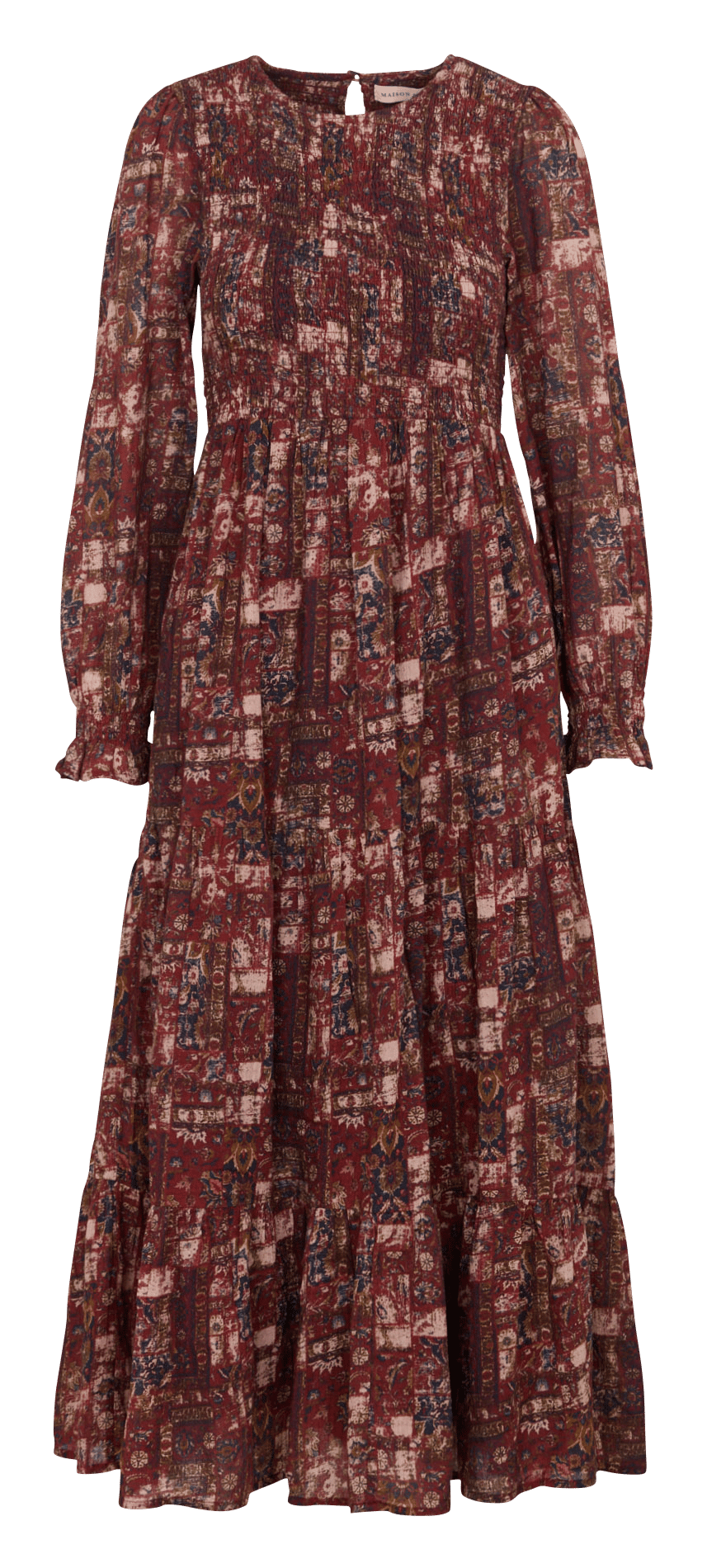 Langes Baumwollkleid mit Print MAISON HOTEL Braun