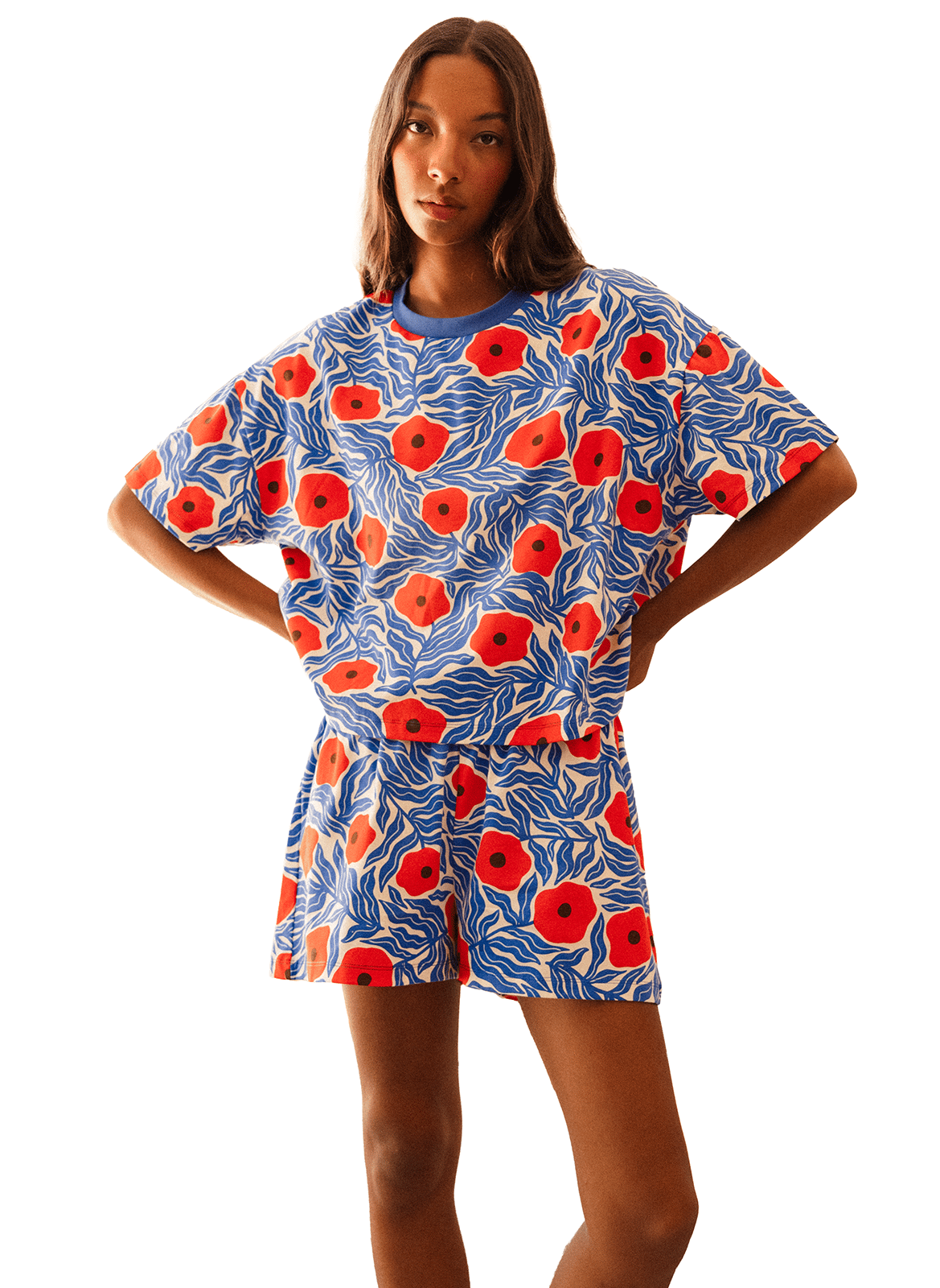 Ensemble de pyjama court ample imprimé WE ARE JOLIES Bleu