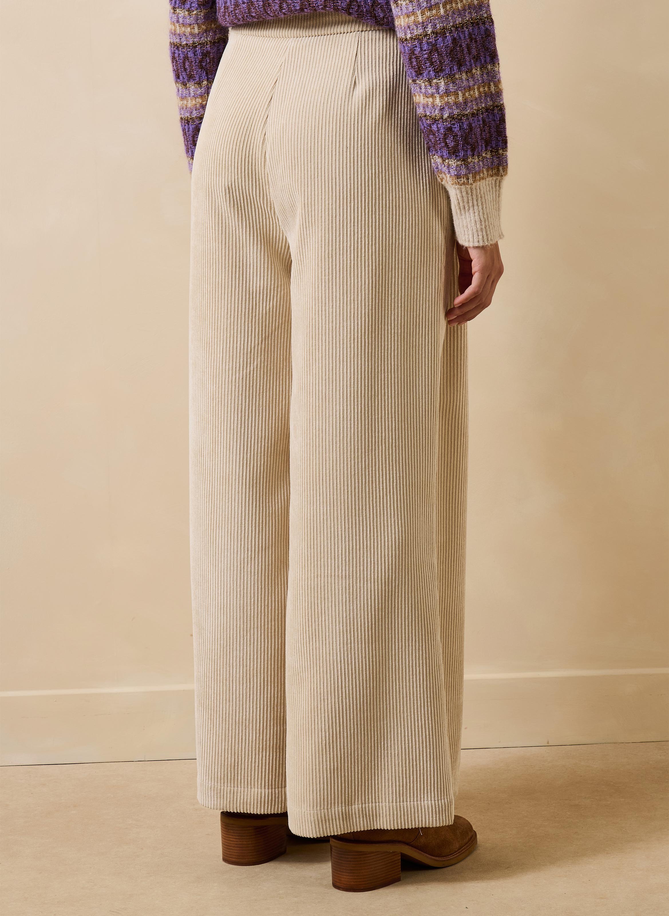 Wijde broek van corduroy | Beige LA FEE MARABOUTEE Dames