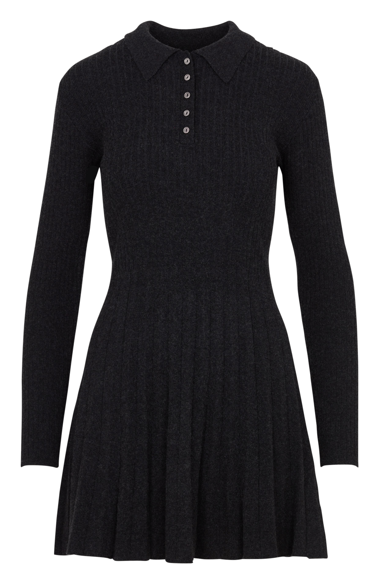 Korte geribde fit-and-flare jurk DES PETITS HAUTS Grijs