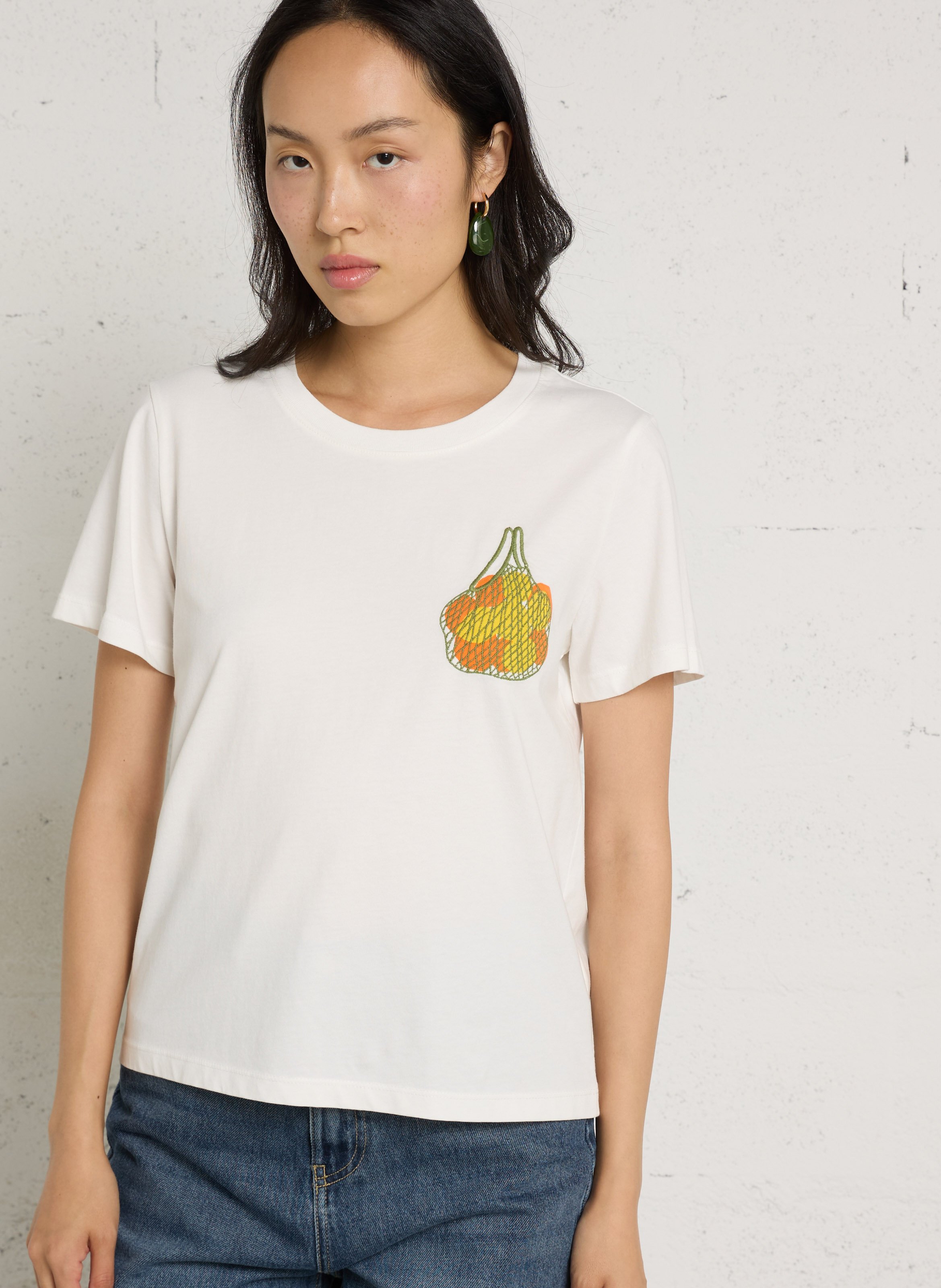 Recht, katoenen T-shirt THINKING MU Wit