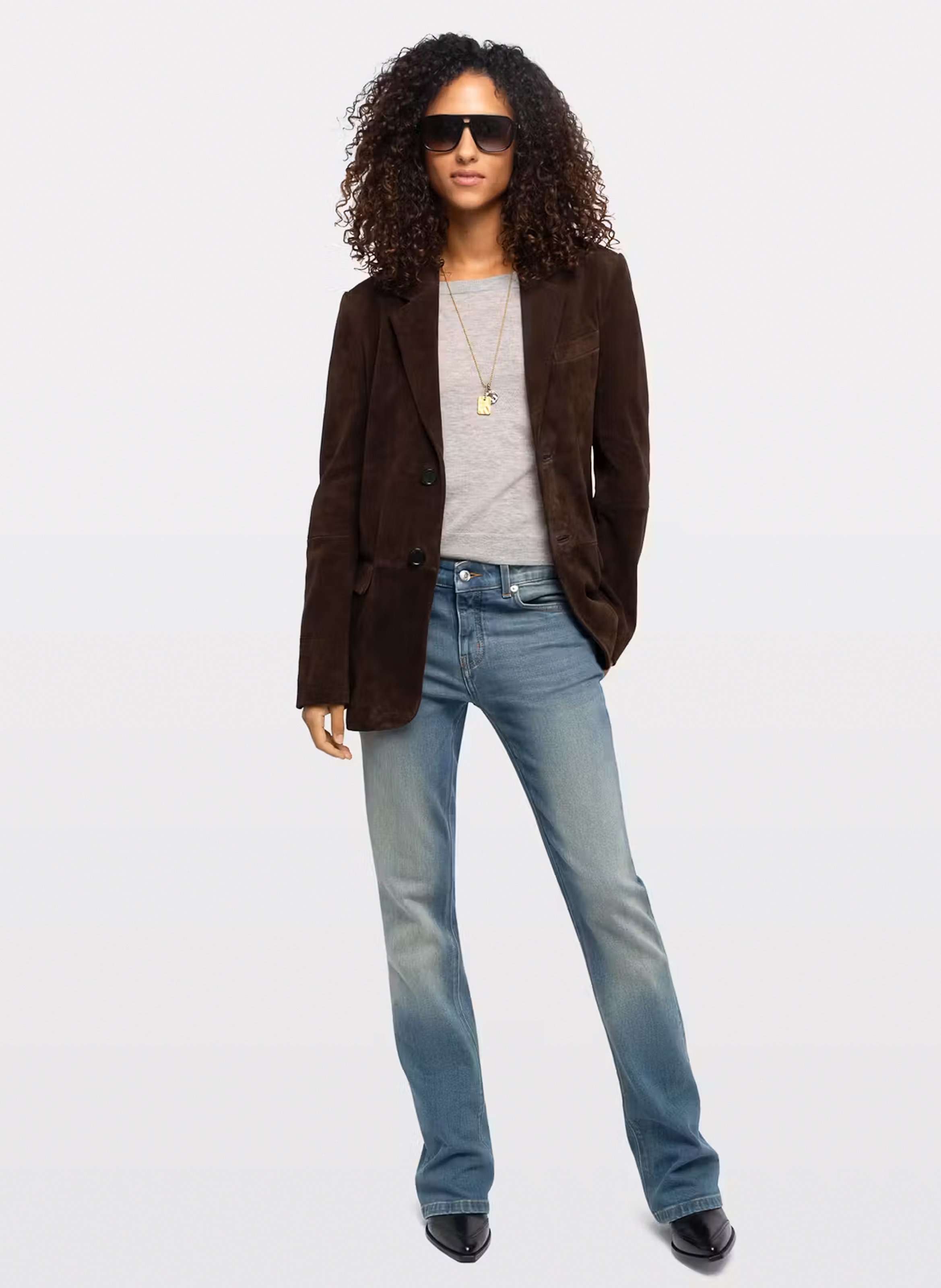 Weit geschnittene Blazerjacke aus Veloursleder ZADIG&VOLTAIRE Braun