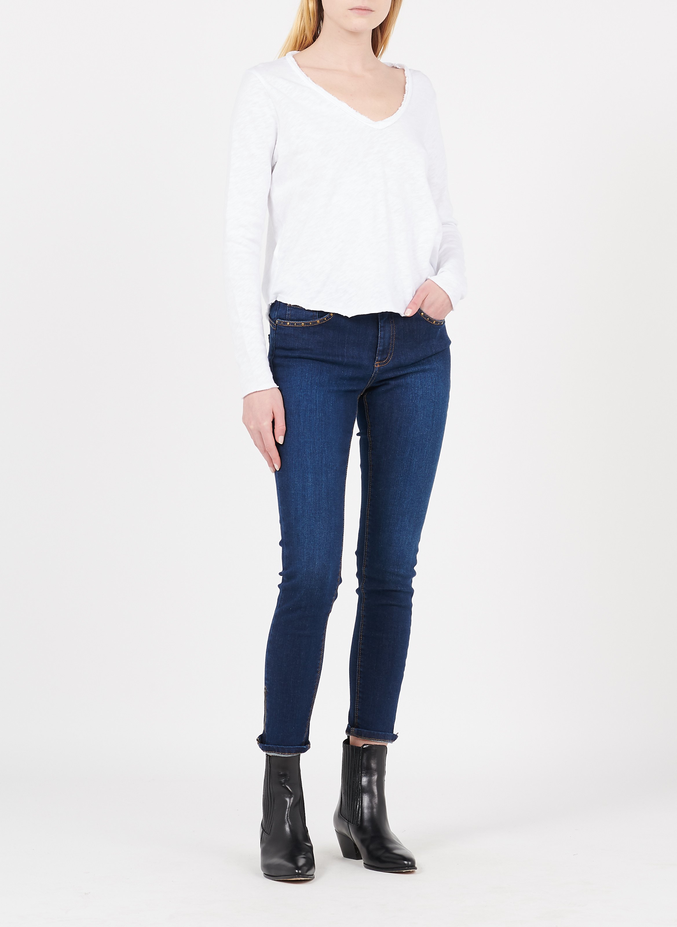 V-neck cotton T-shirt AMERICAN VINTAGE White