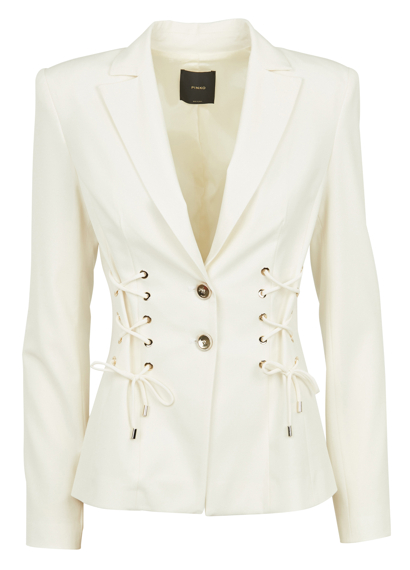 Fitted tailored jacket with laces PINKO White