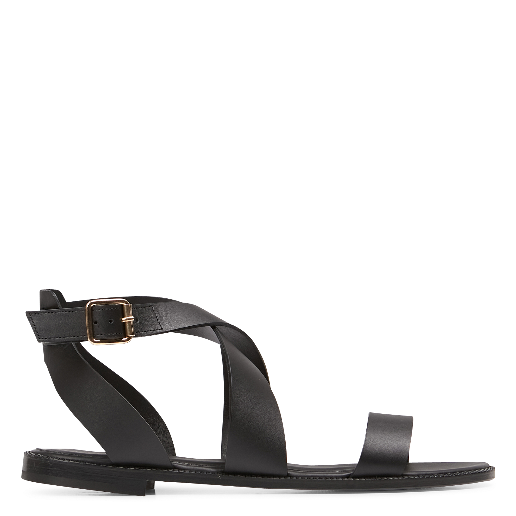 Platte, leren sandalen RIVECOUR Zwart