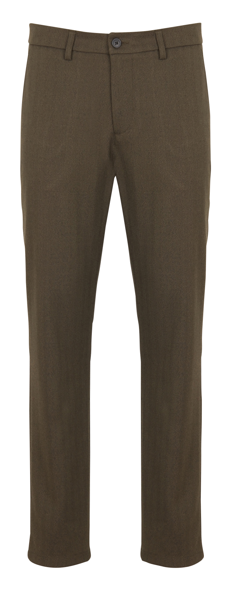 Herringbone suit pants COMO REG Olive night dark brown