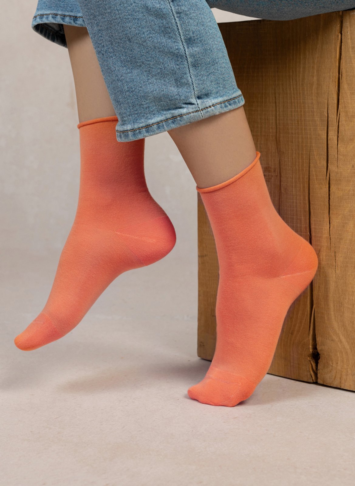 Velvety cotton ankle socks BLEUFORET Orange