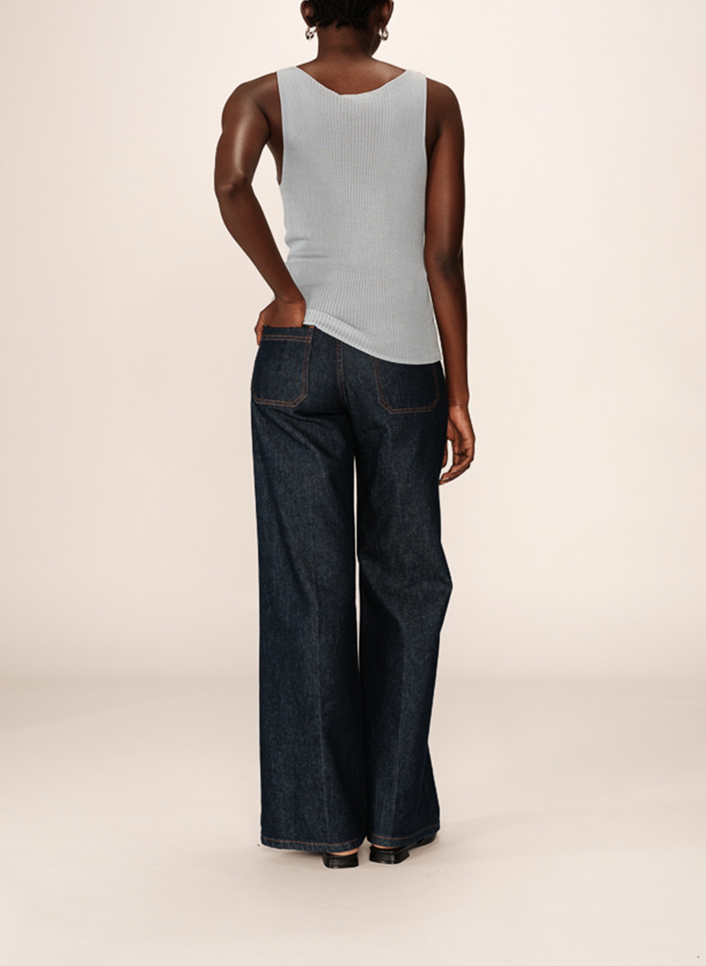 Ärmelloser, gerippter Rundhalspullover GRACE ET MILA Silber