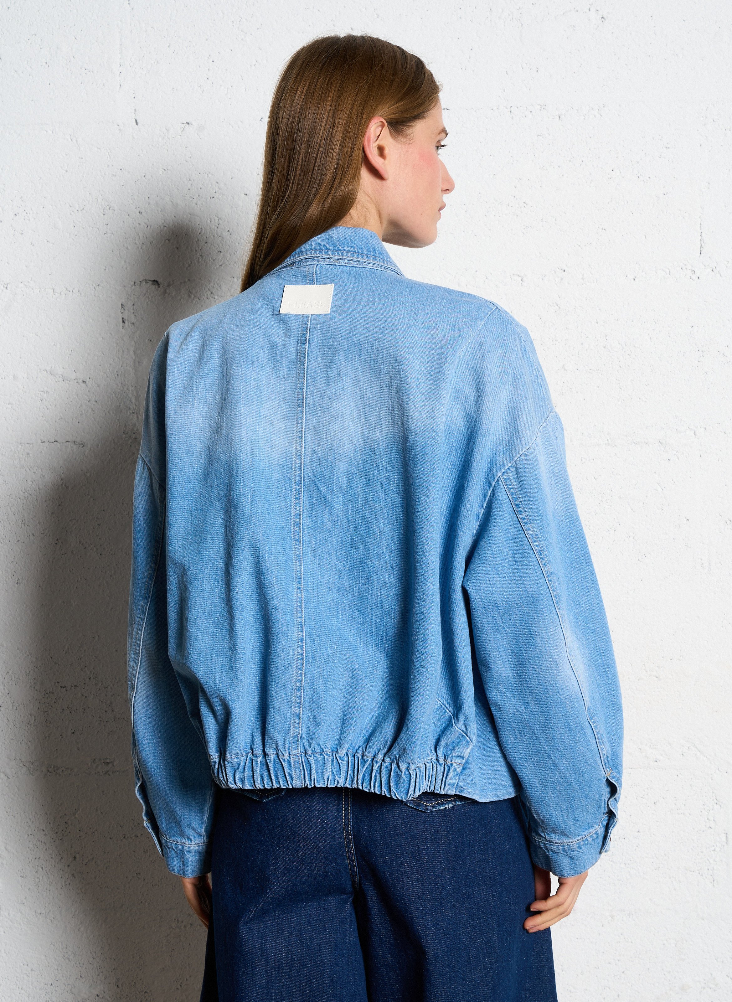 Veste col classique en coton Bleu