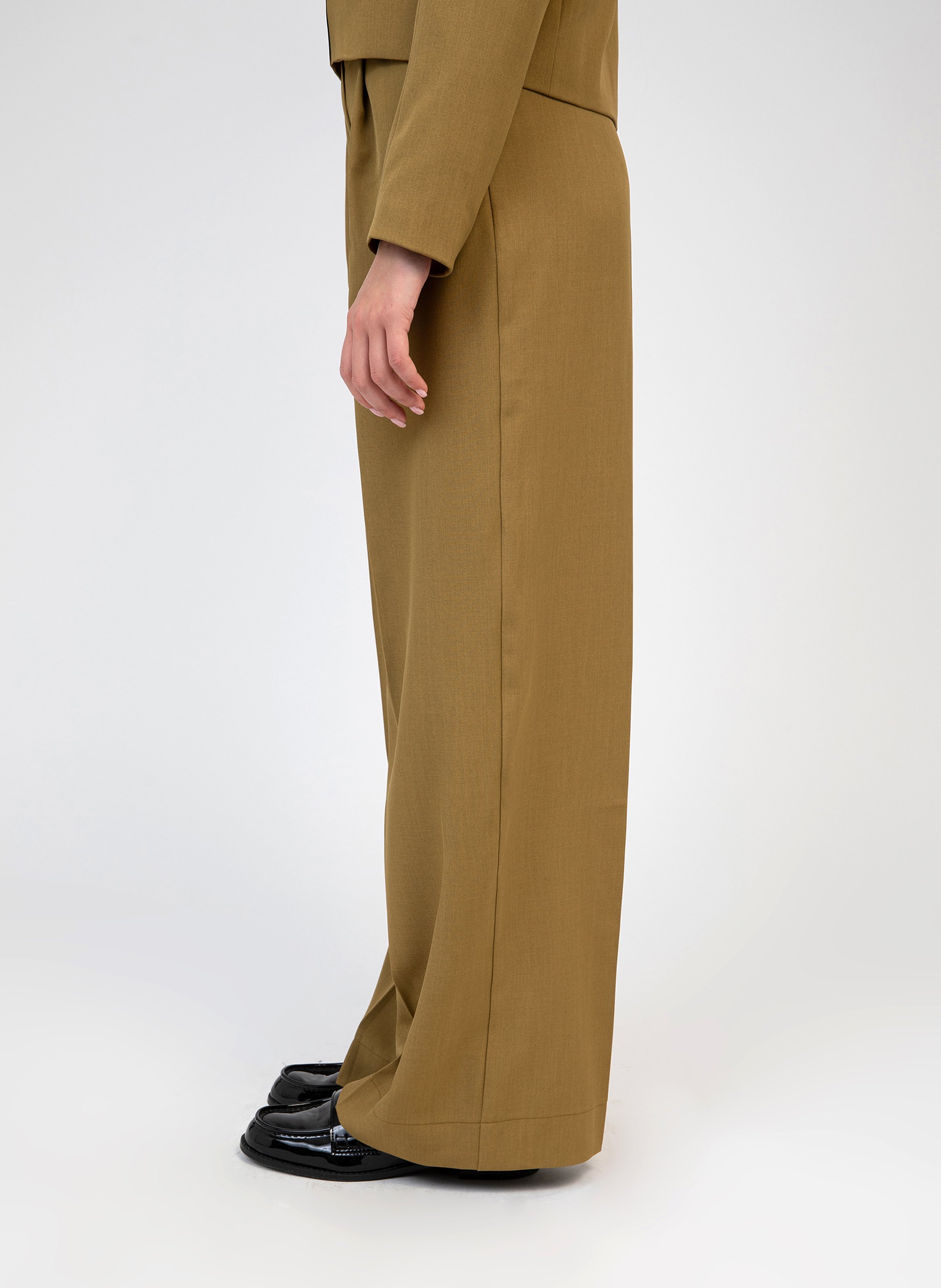 High-waisted pleated pants AN'GE Khaki