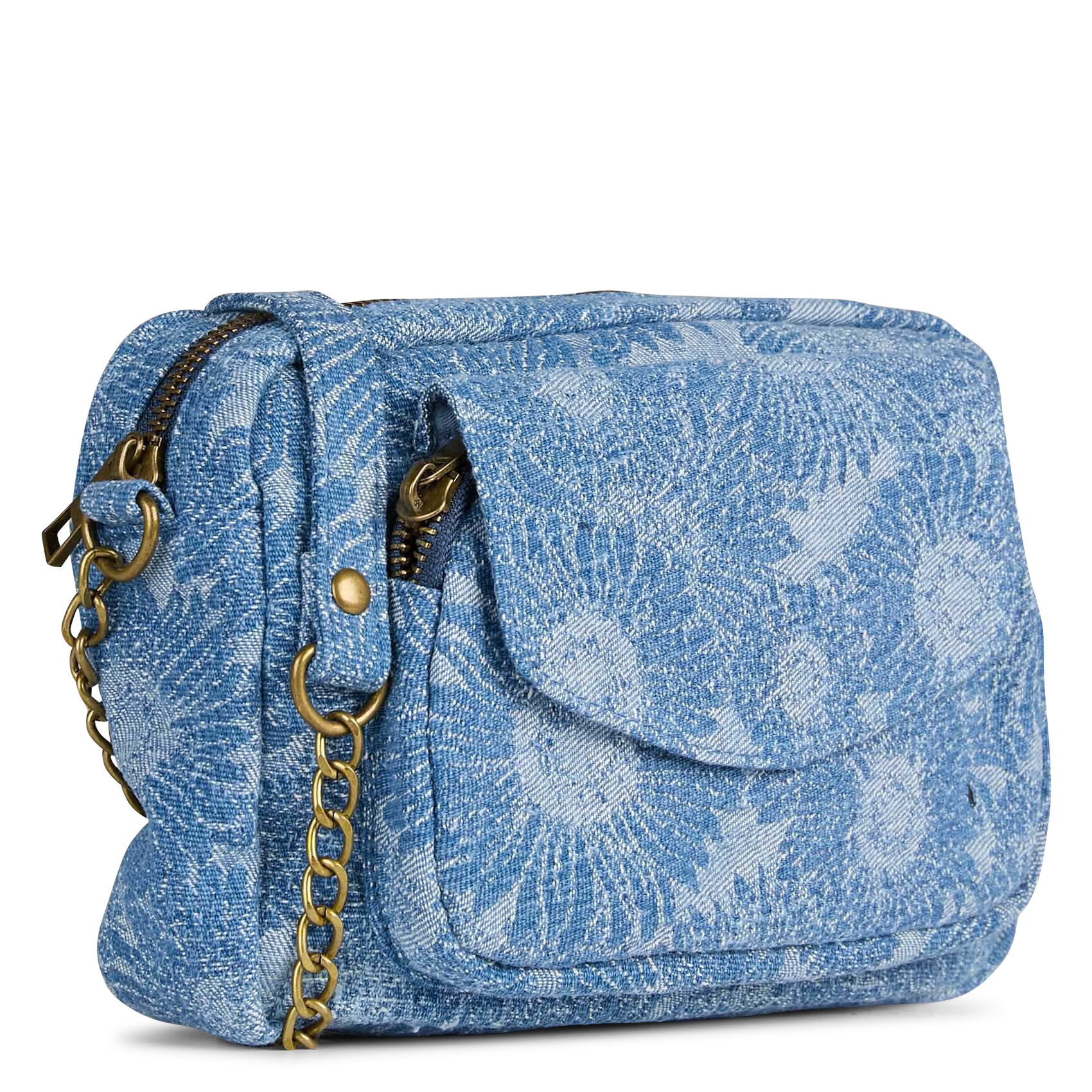 Cotton-blend denim shoulder bag PIECES Blue