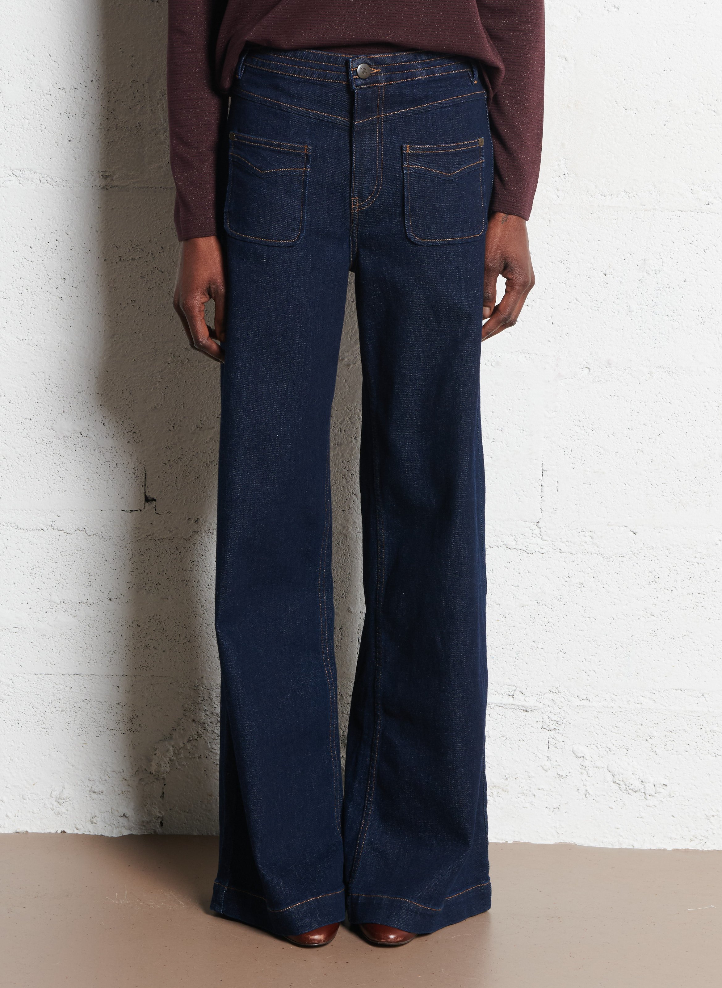 Jean flare en coton mélangé ONE STEP Bleu